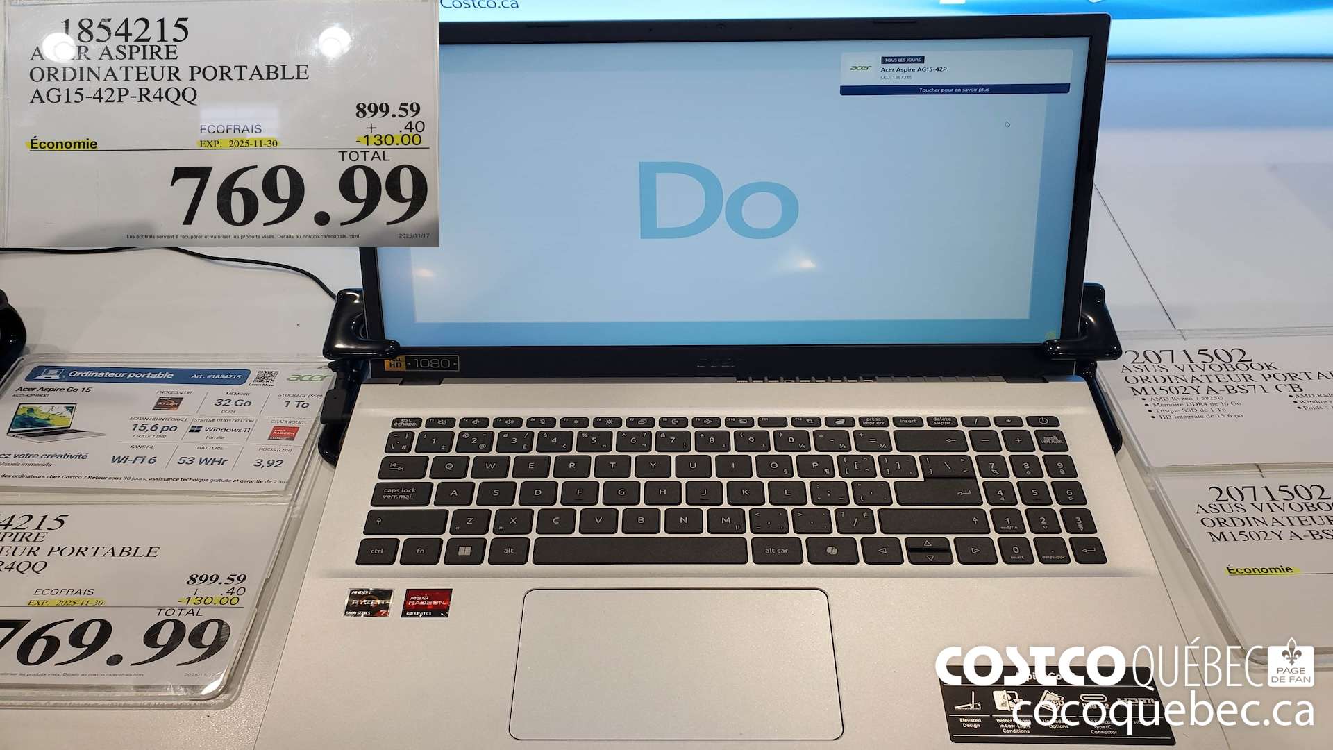 1854215 ACER ASPIRE ORDINATEUR PORTABLE  ($130.00 INSTANT SAVINGS EXPIRES ON 2025-11-30) $769.99