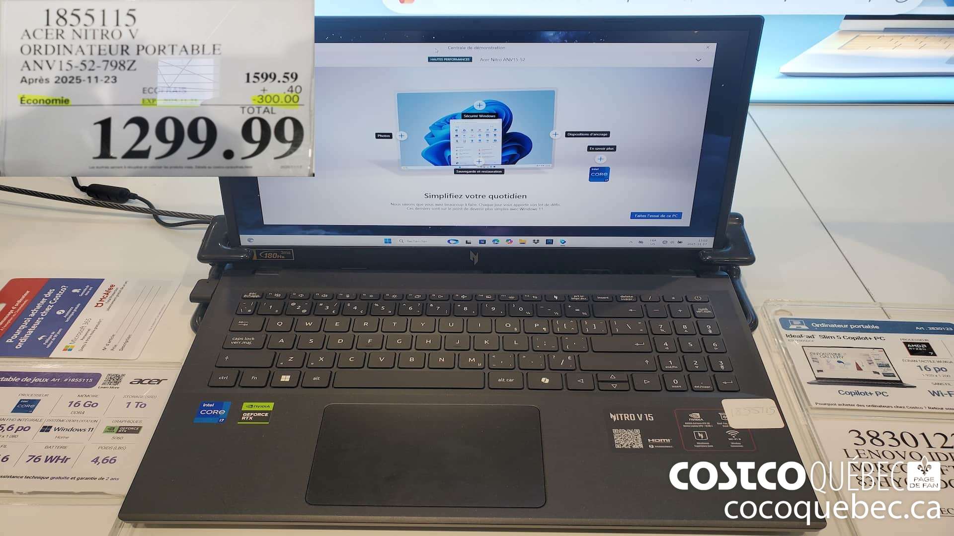 1855115 ACER NITRO V ORDINATEUR PORTABLE ANV15-52-798Z ($300.00 INSTANT SAVINGS EXPIRES ON 2025-11-23) $1299.99