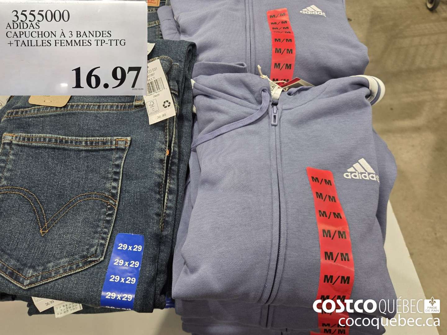 3555000 ADIDAS CAPUCHON A 3 BANDES TAILLES FEMMES TP-TTG $16.97