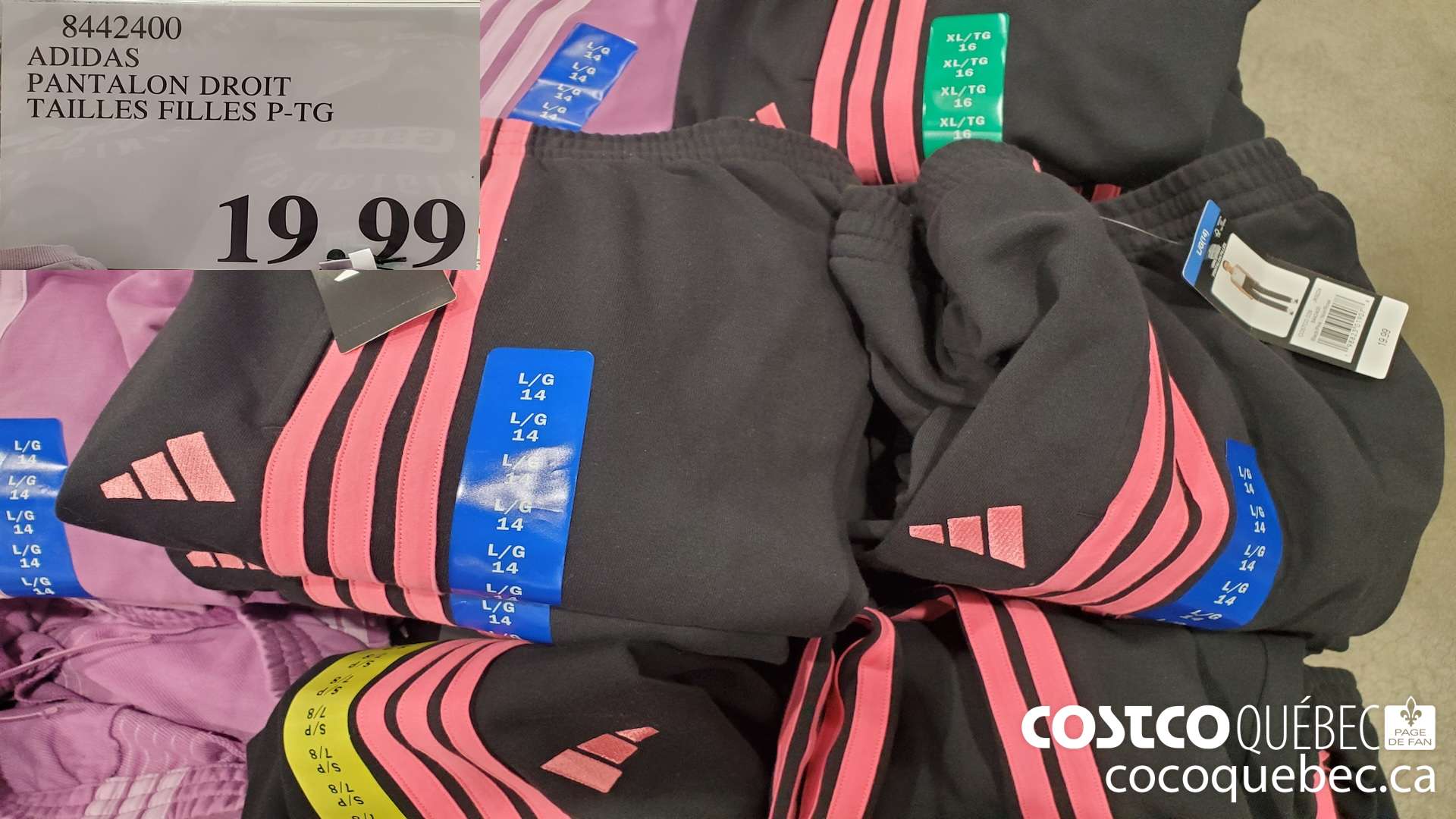 8442400 ADIDAS PANTALON DROIT TAILLES FILLES P-TG $19.99