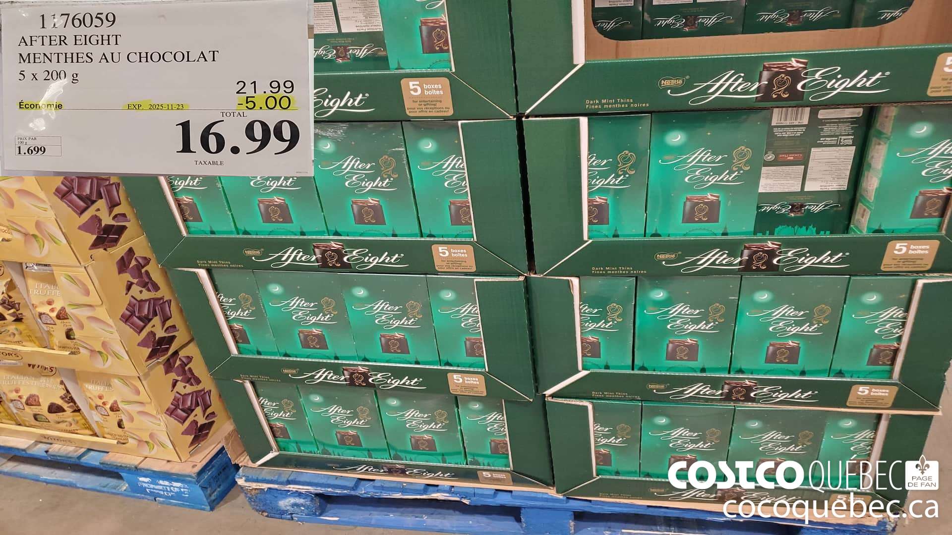 1176059 AFTER EIGHT MENTHES AU CHOCOLAT 5 x 200 g  ($5.00 INSTANT SAVINGS EXPIRES ON 2025-11-23) $16.99