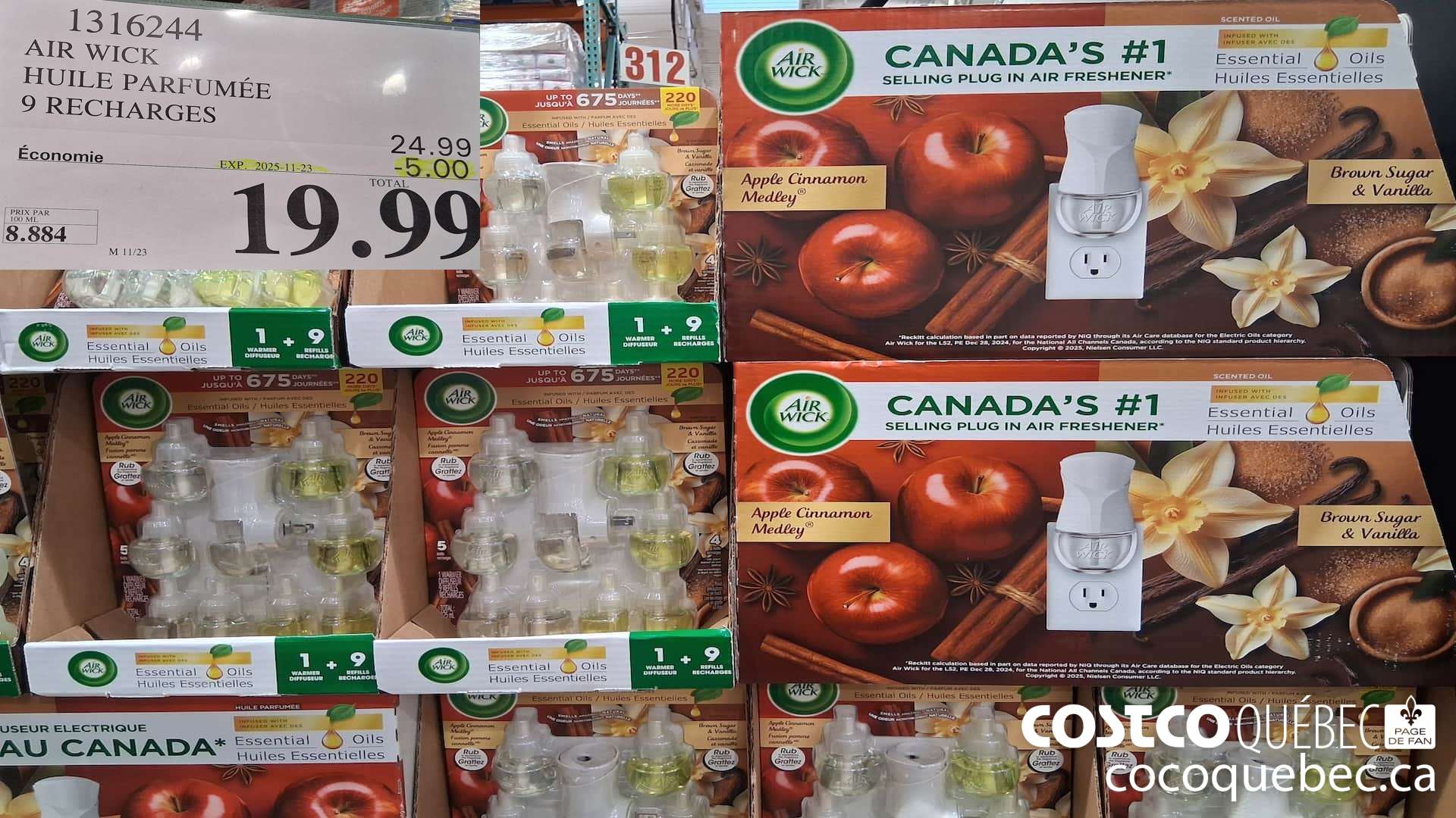 1316244 AIR WICK HUILE PERFUMEE 9 RECHARGES ($5.00 INSTANT SAVINGS EXPIRES ON 2025-11-23) $19.99