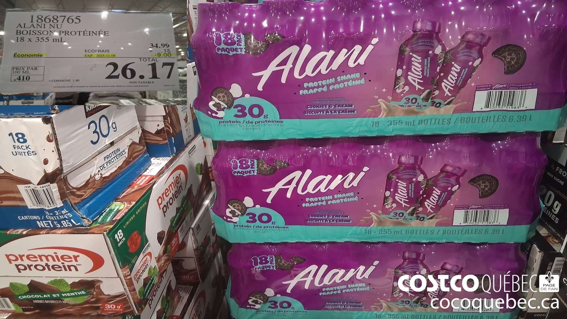 1868765 ALANI NU BOISSON PROTEINEE 18 x 355 mL  ($9.00 INSTANT SAVINGS EXPIRES ON 2025-11-09) $26.17