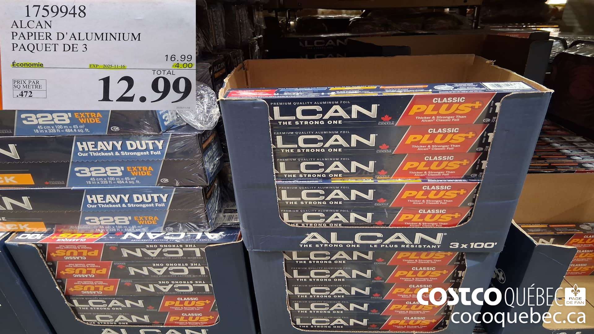 1759948 ALCAN PAPIER D' ALUMINIUM PAQUET DE 3  ($4.00 INSTANT SAVINGS EXPIRES ON 2025-11-16) $12.99