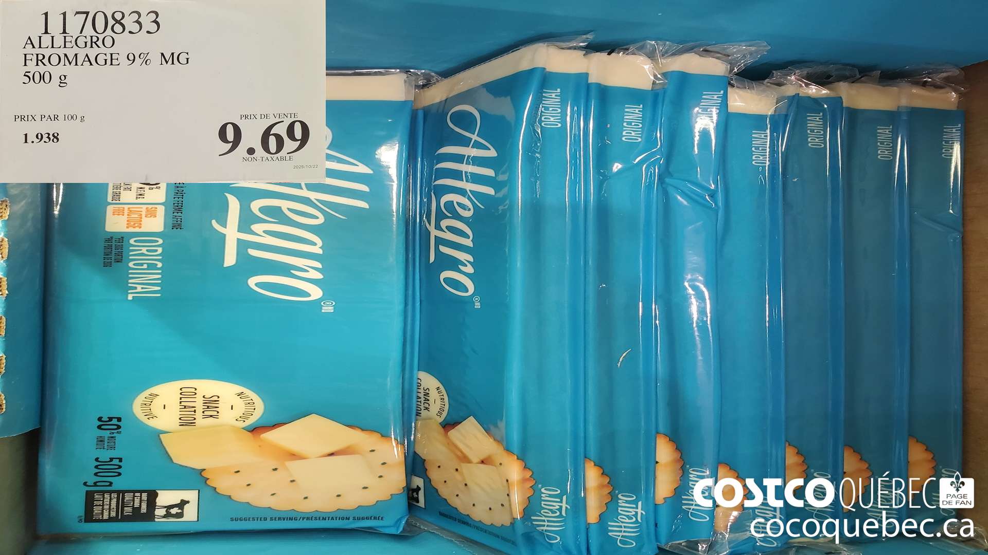 1170833 ALLEGRO FROMAGE 9% MG 500 g  $9.69