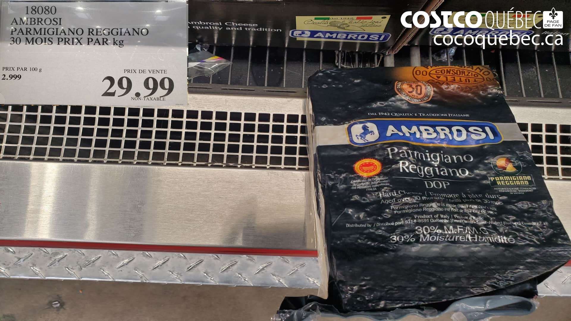 18080 AMBROSI PARMIGIANO REGGIANO 30 MOIS PRIX PAR KG $29.99