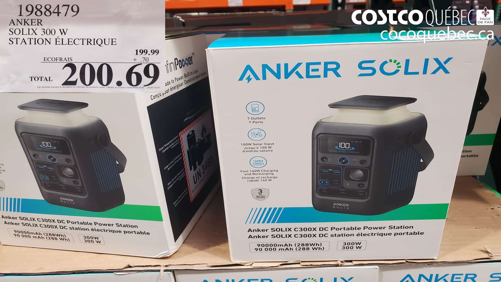 1988479 ANKER SOLIX 300. W STATION ELECTRIQUE $200.69