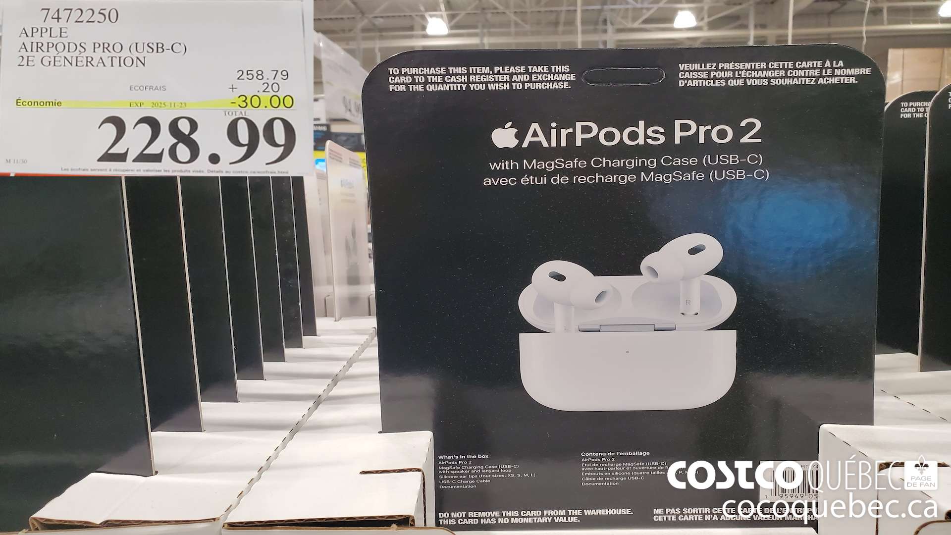 7472250 APPLE AIRPODS PRO (USB-C) 2E GENERATION  ($30.00 INSTANT SAVINGS EXPIRES ON 2025-11-23) $228.99