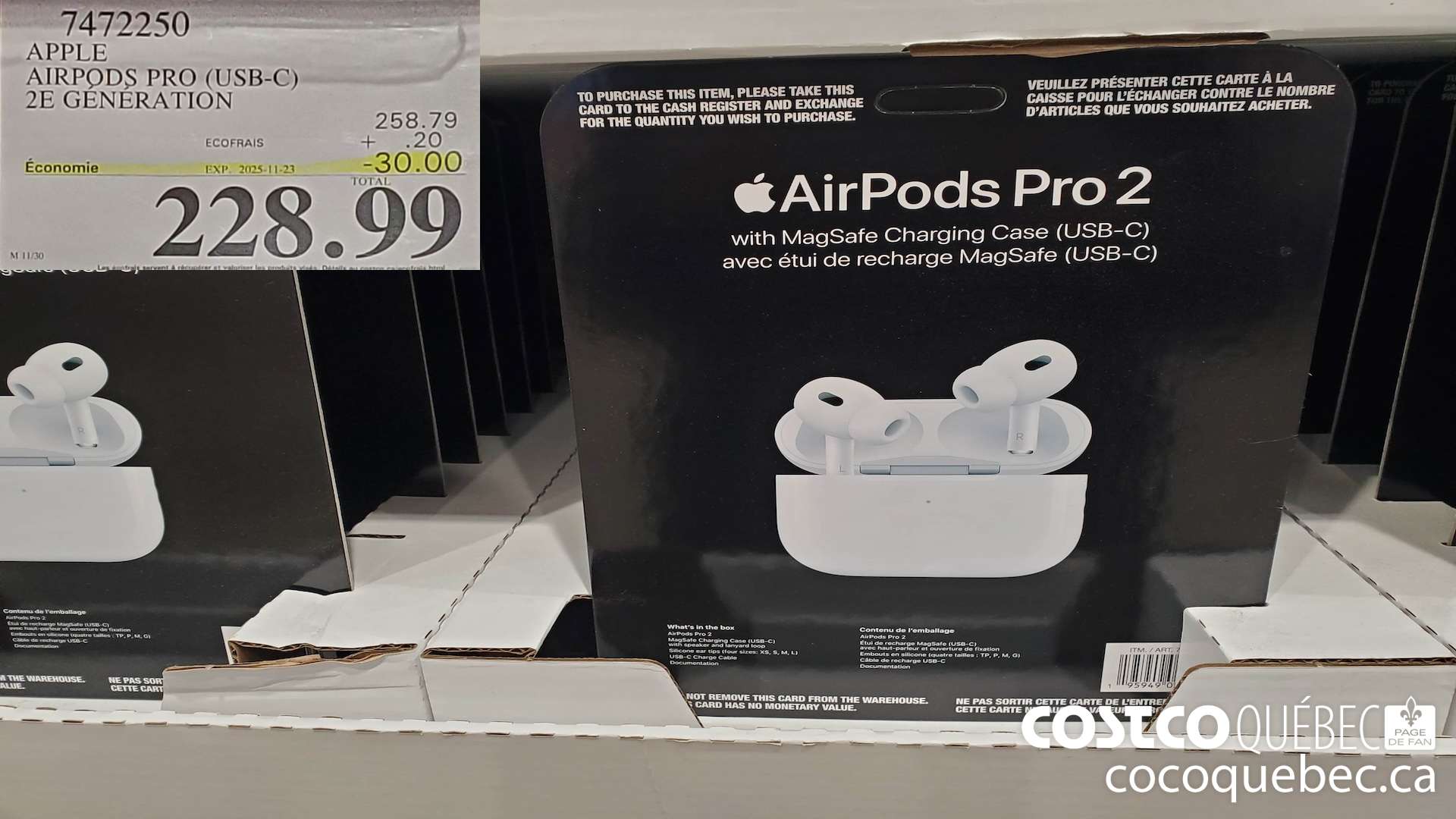 7472250 APPLE AIRPODS PRO (USB-C) 2E GENERATION  ($30.00 INSTANT SAVINGS EXPIRES ON 2025-11-23) $228.99