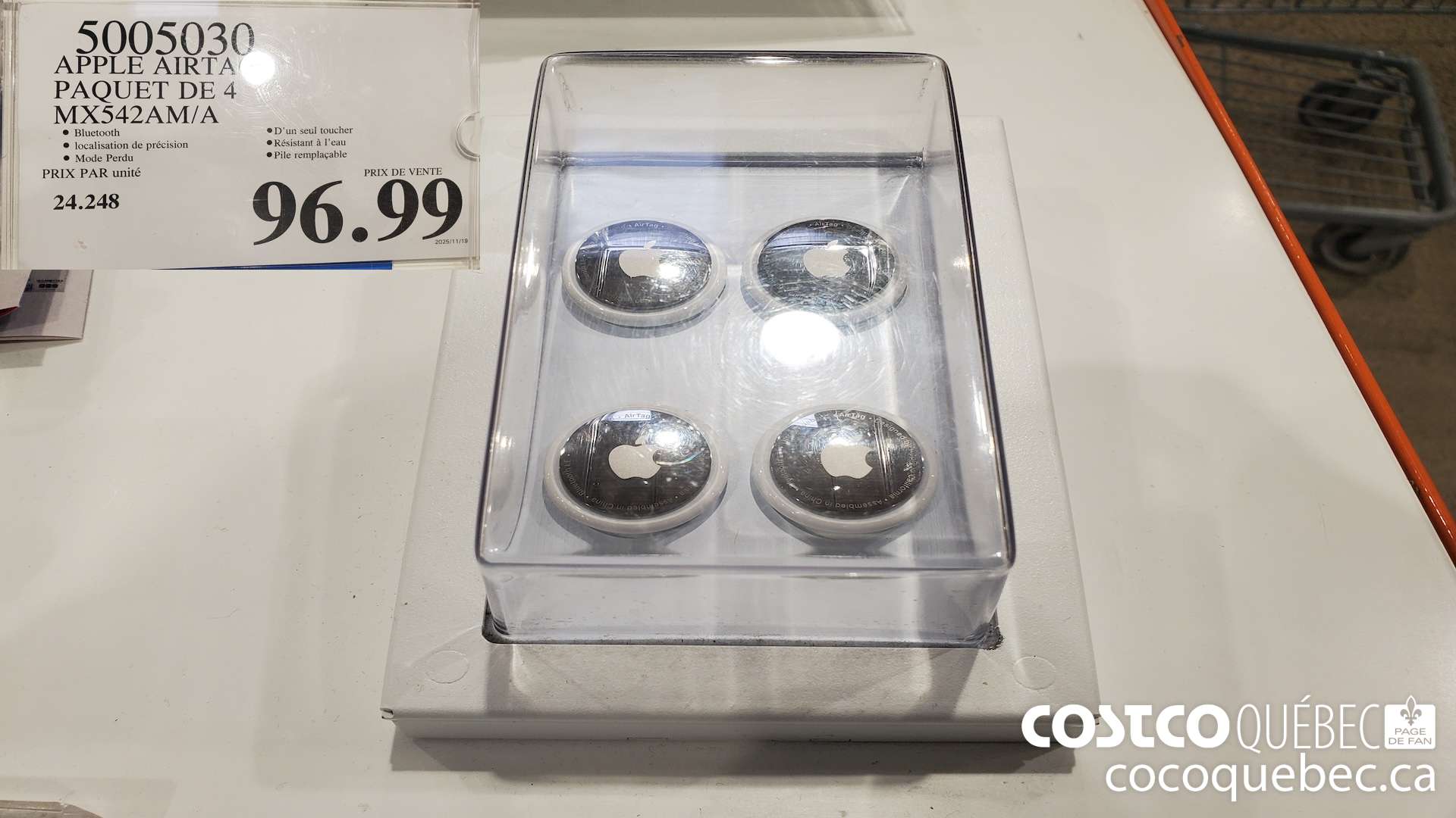 5005030 APPLE AIRTAG PAQUET DE 4 $96.99