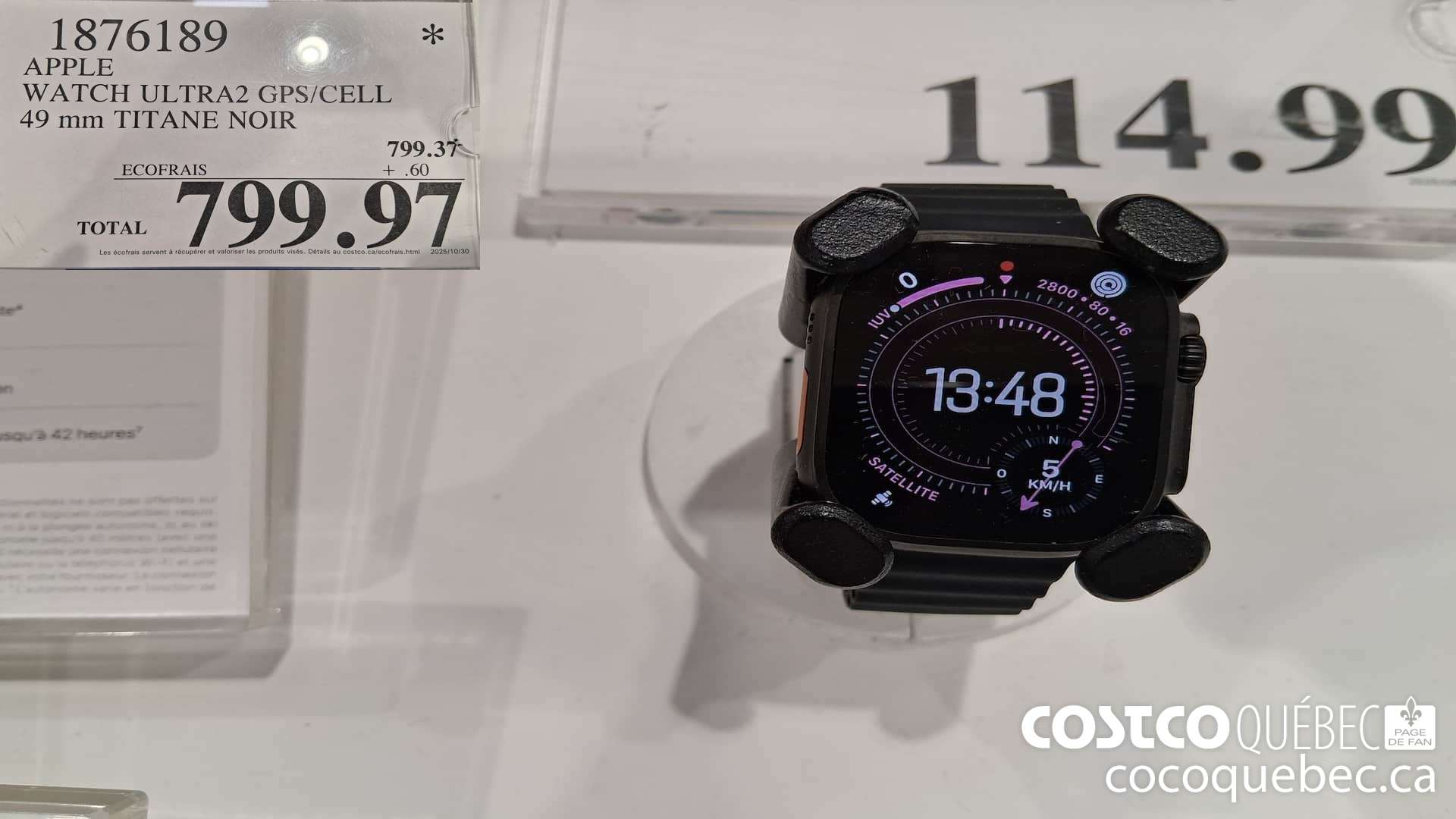 1876189 APPLE WATCH ULTRA2 GPS/CELL 49MM TITANE NOIR $799.97