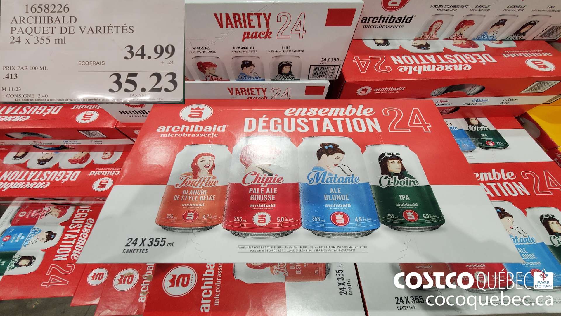 1658226 ARCHIBALD DEGUSTATION CANETTES 24 x 355 mL $35.23