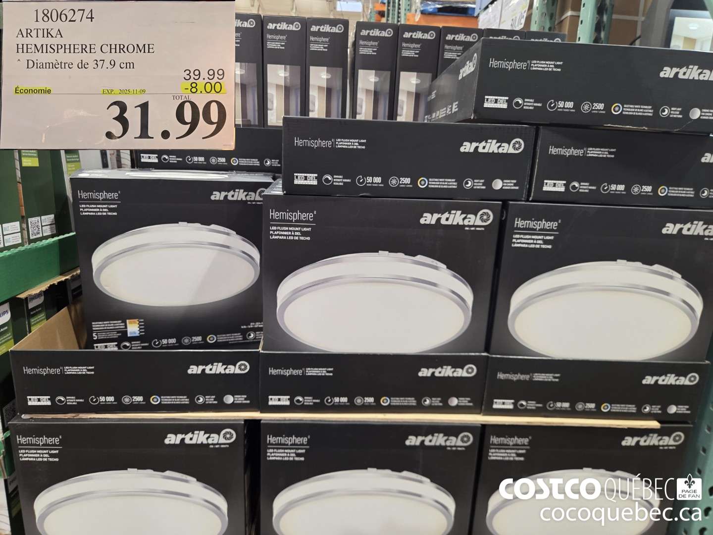 1806274 ARTIKA HEMISPHERE CHROME DIAMETRE DE 37.9CM ($8.00 INSTANT SAVINGS EXPIRES ON 2025-11-09) $31.99