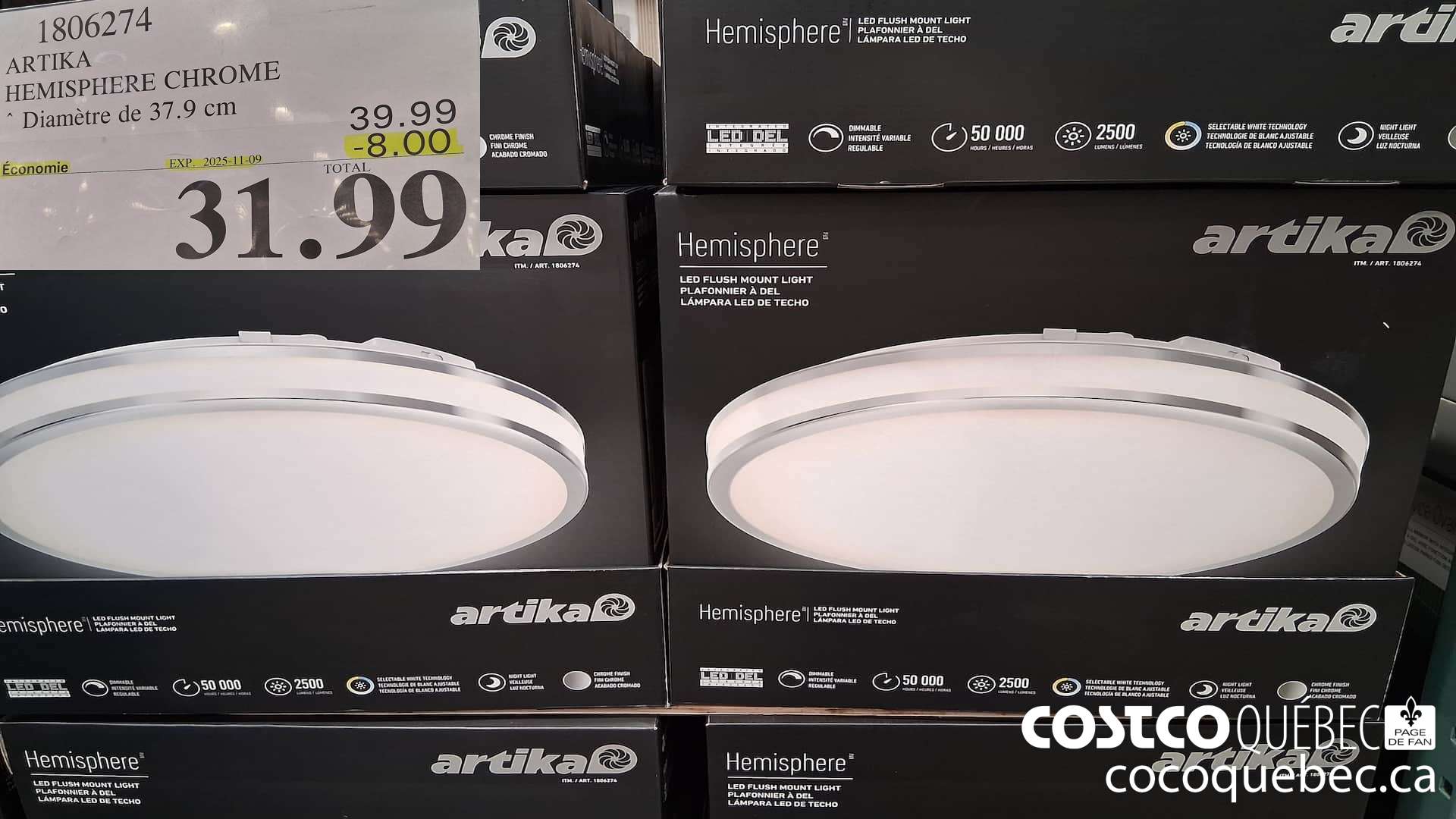 1806274 ARTIKA HEMISPHERE CHROME DIAMETRE DE 37.9CM ($8.00 INSTANT SAVINGS EXPIRES ON 2025-11-09) $31.99