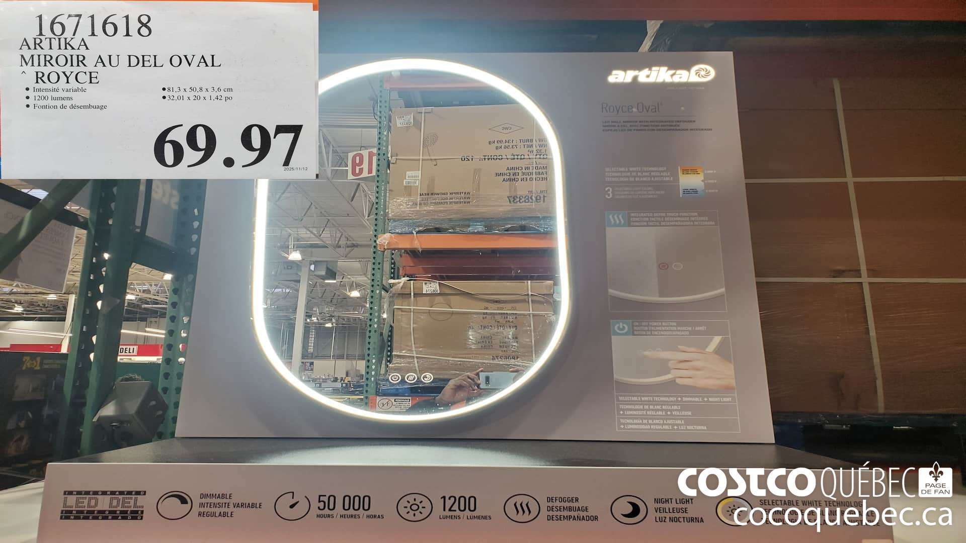 1671618 ARTIKA MIROIR AU DEL OVAL ROYCE  $69.97