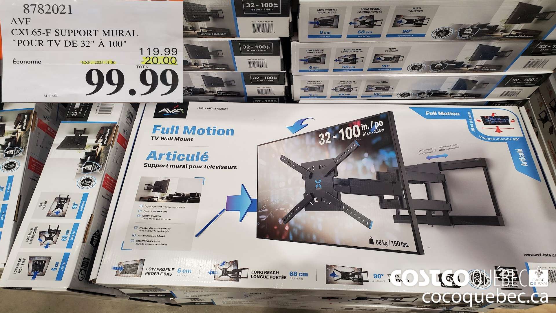 8782021 AVF CXL65-F SUPPORT MURAL ‘POUR TV DE 32