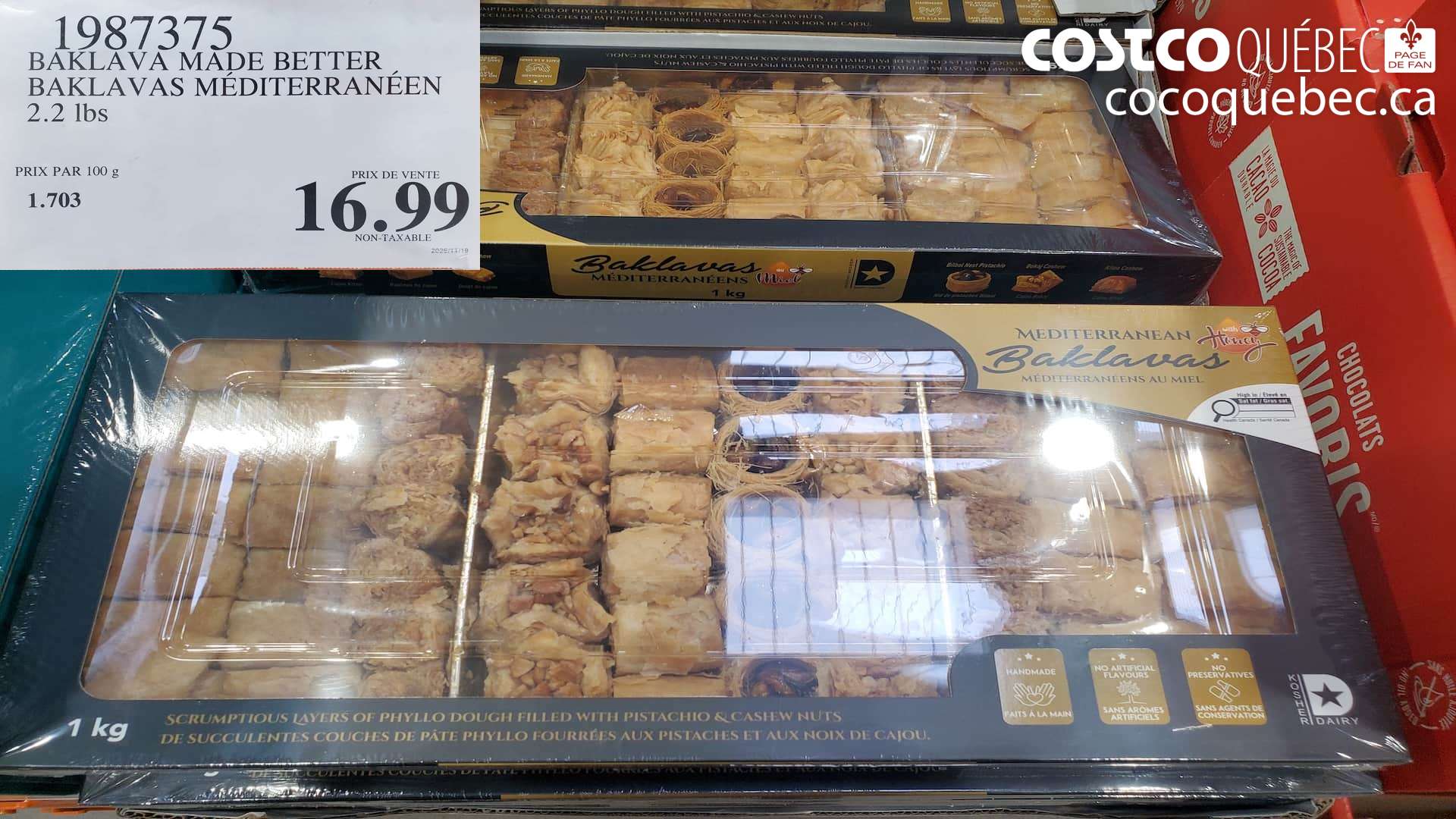 1927375 BAKLAVA MADE BETTER BAKLAVAS MEDITERRANEEN 2.2 lbs $16.99
