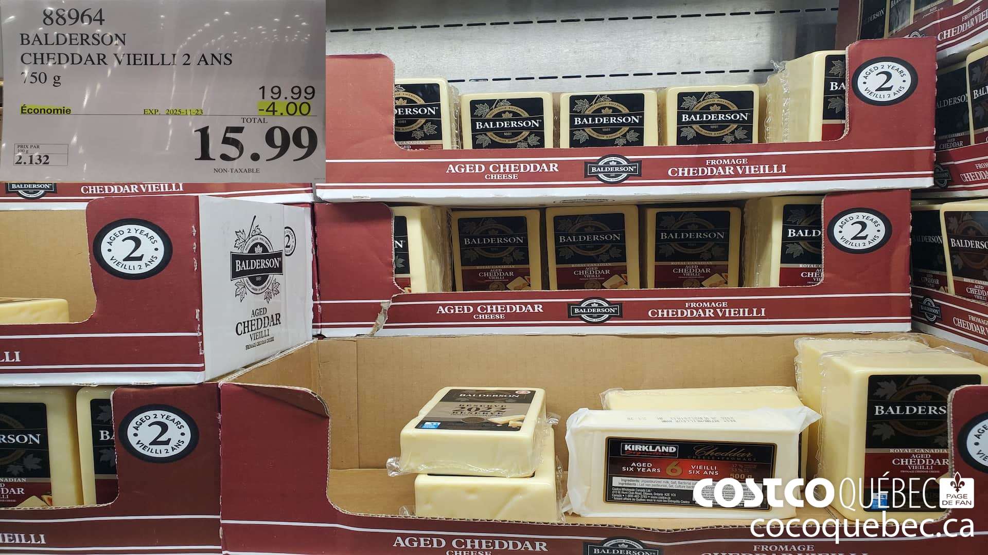 83964 BALDERSON CHEDDAR VIEILLI 2 ANS 750 g ($4.00 INSTANT SAVINGS EXPIRES ON 2025-11-23) $15.99