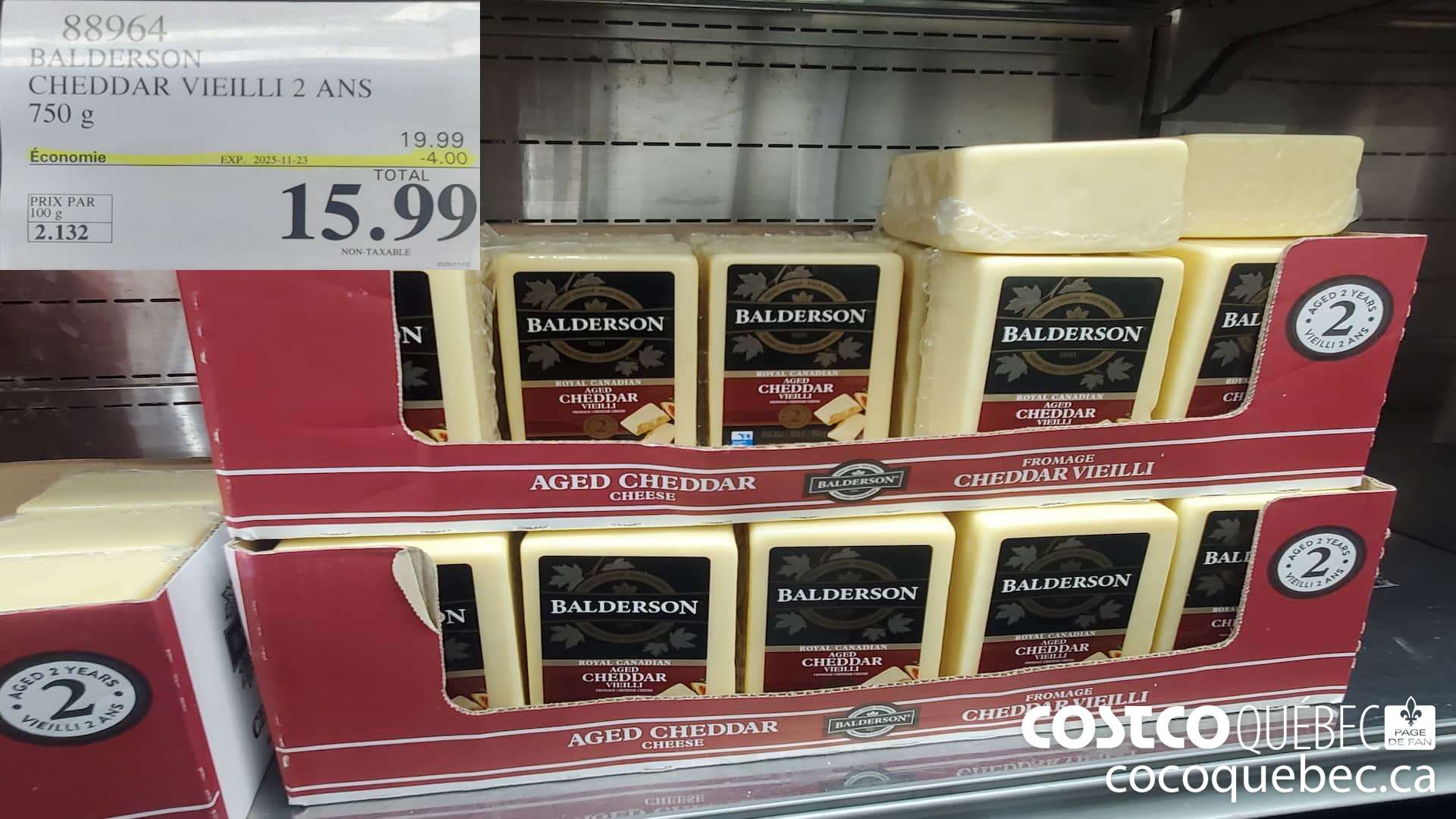 88964 BALDERSON CHEDDAR VIEILLI 2 ANS 750 g  ($4.00 INSTANT SAVINGS EXPIRES ON 2025-11-23) $15.99