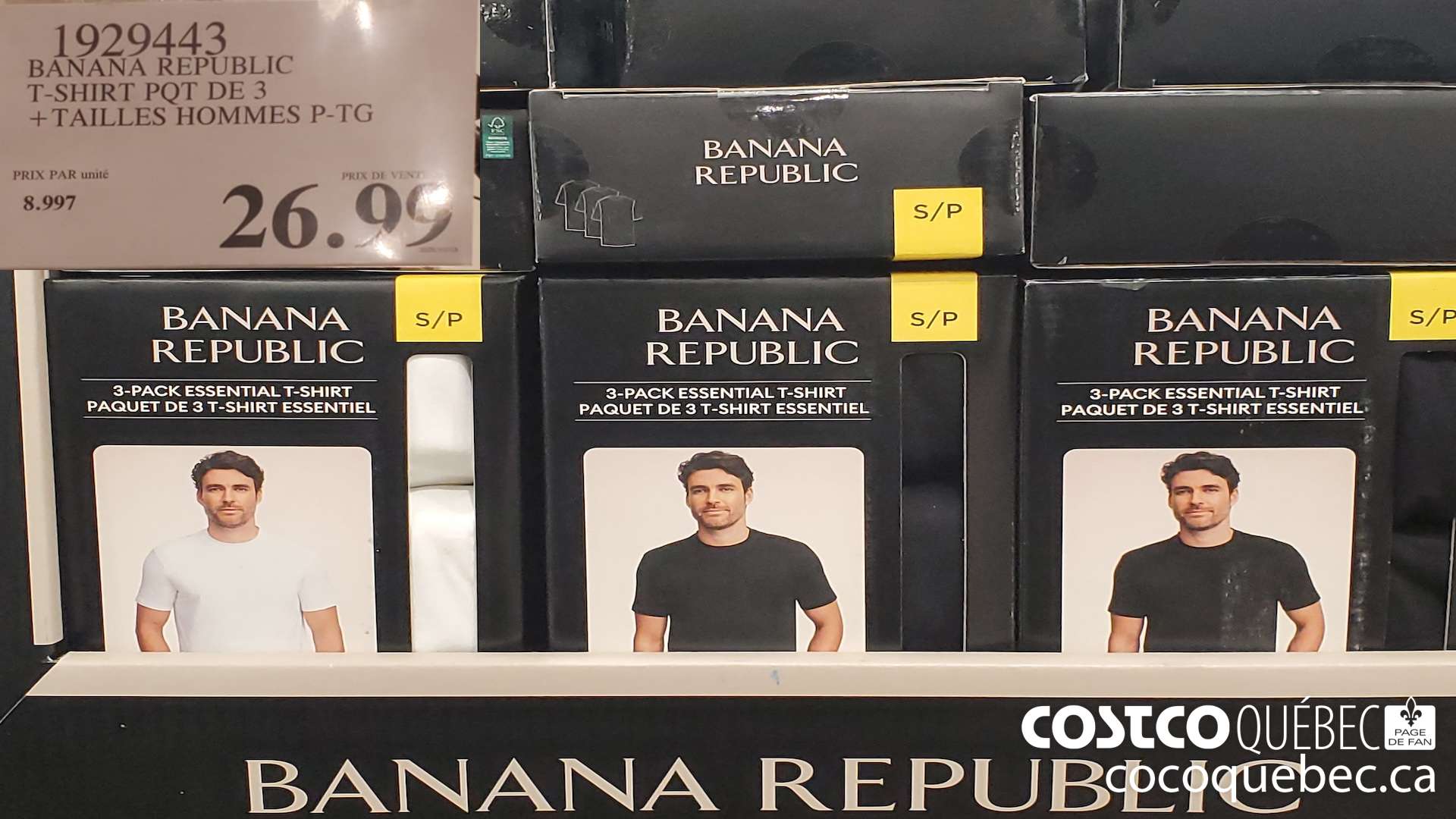 1929443 BANANA REPUBLIC T-SHIRT PQT DE 3 | +TAILLES HOMMES P-TG  $26.99