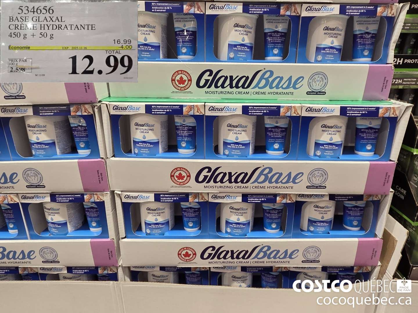 534656 BASE GLAXAL CREME HYDRATANTE 450G + 50G ($4.00 INSTANT SAVINGS EXPIRES ON 2025-11-16) $12.99