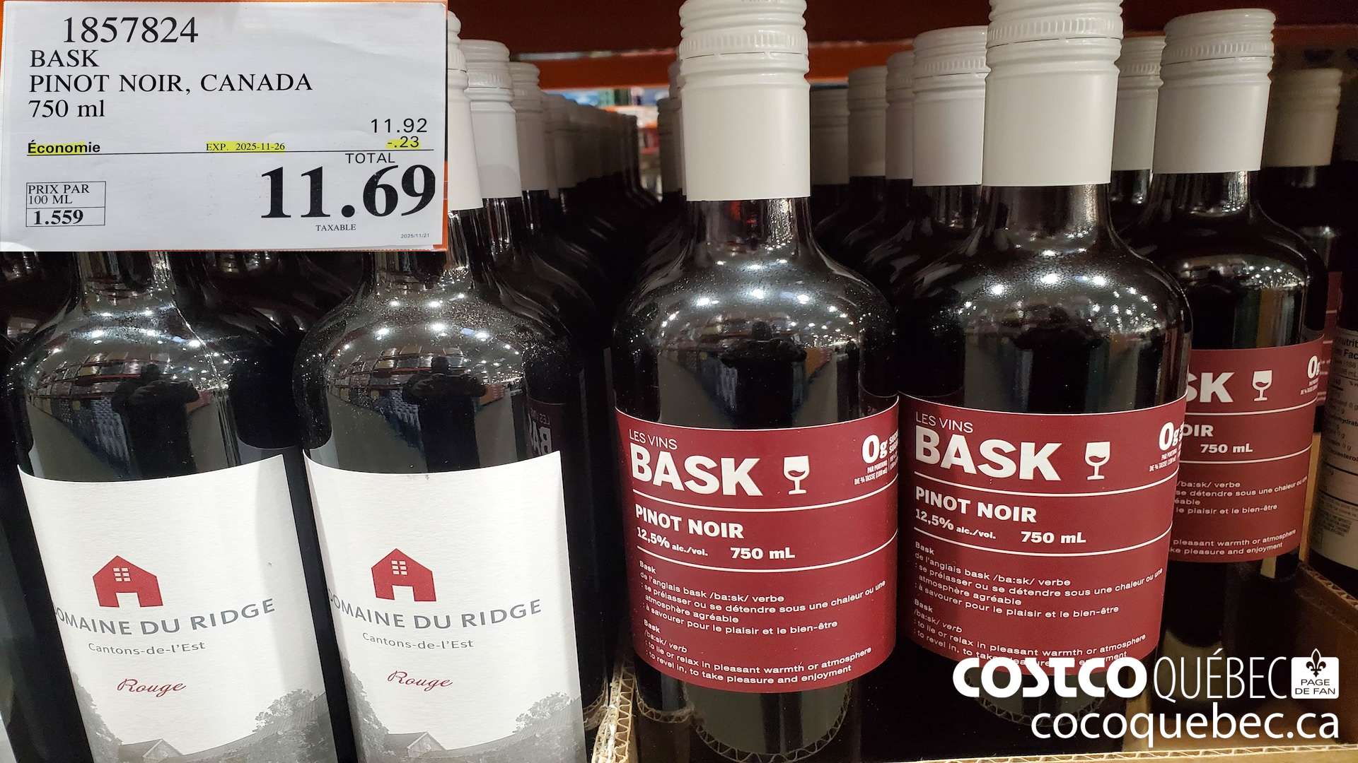 1857824 BASK PINOT NOIR, CANADA 750 mL  ($0.23 INSTANT SAVINGS EXPIRES ON 2025-11-26) $11.69