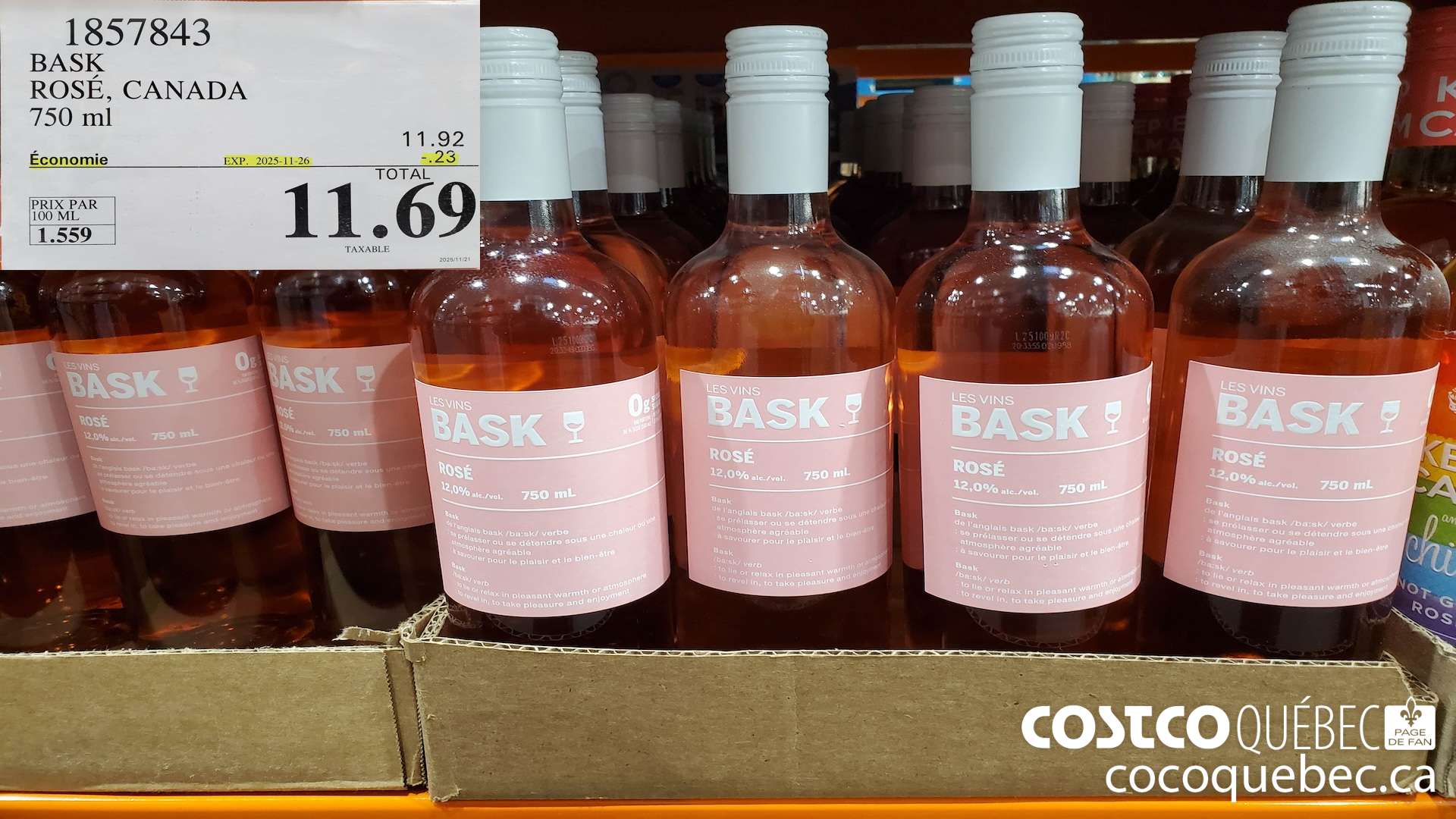 1857843 BASK ROSE 150 ML  ($0.23 INSTANT SAVINGS EXPIRES ON 2025-11-26) $11.69