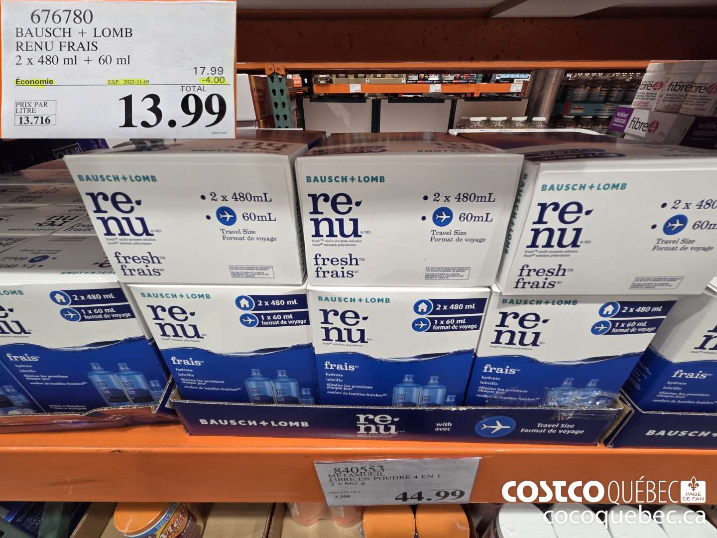 676780 BAUSCH & LOMB RENU FRAIS 2 X 480ml + 60ml  ($4.00 INSTANT SAVINGS EXPIRES ON 2025-11-09) $13.99