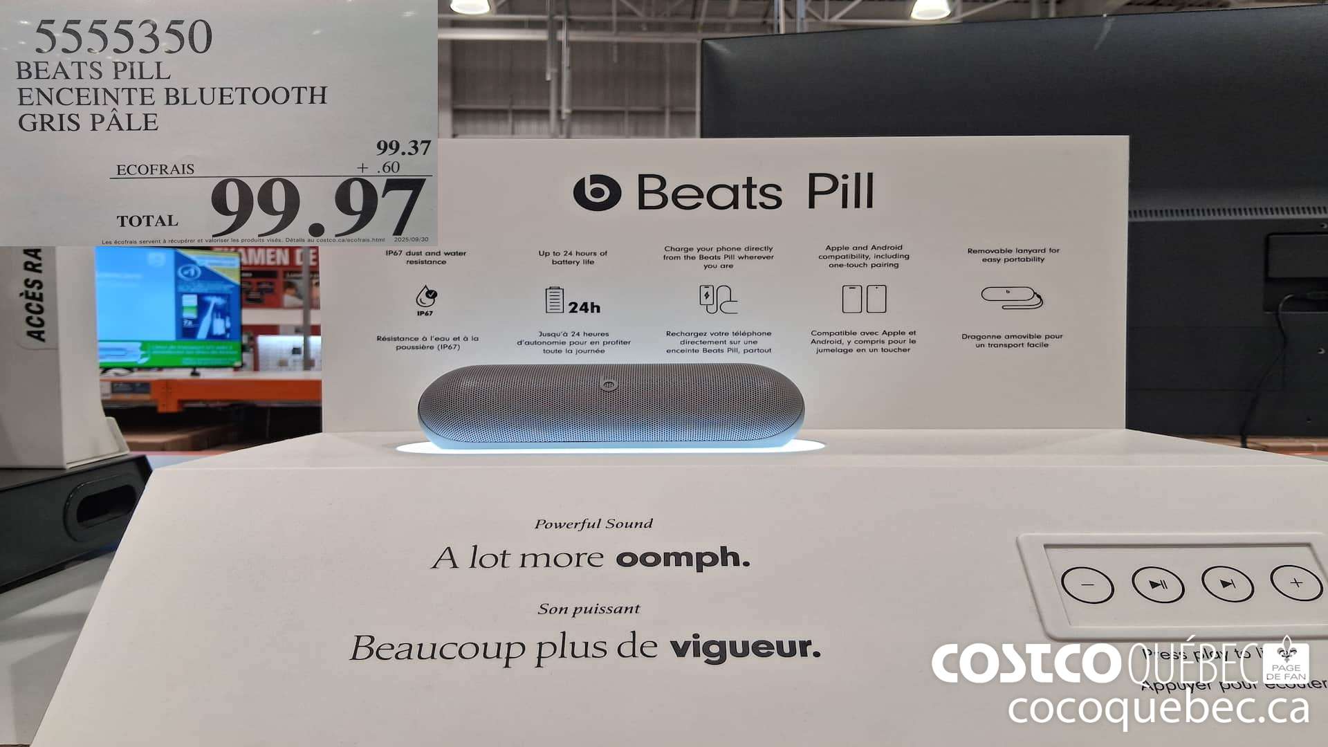 5555350 BEATS PILL ENCEINTE BLUETOOTH GRIS PALE $99.97