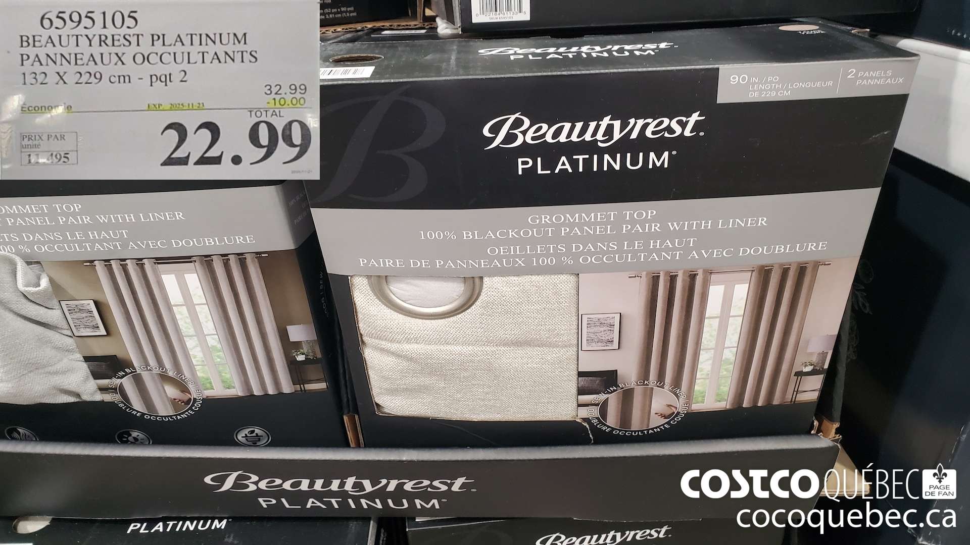 6595105 BEAUTYREST PLATINUM PANNEAUX OCCULTANTS 132 X 229 cm - pqt 2 ($10.00 INSTANT SAVINGS EXPIRES ON 2025-11-23) $22.99