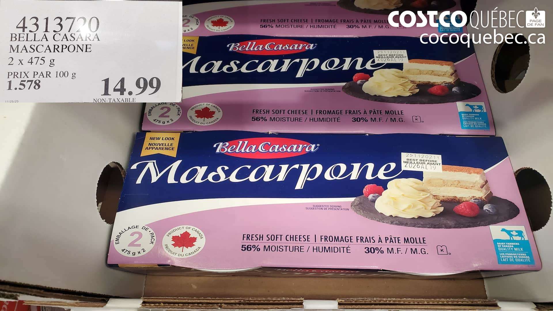 4313720 BELLA CASAKA MASCARPONE 2x 475 g $14.99