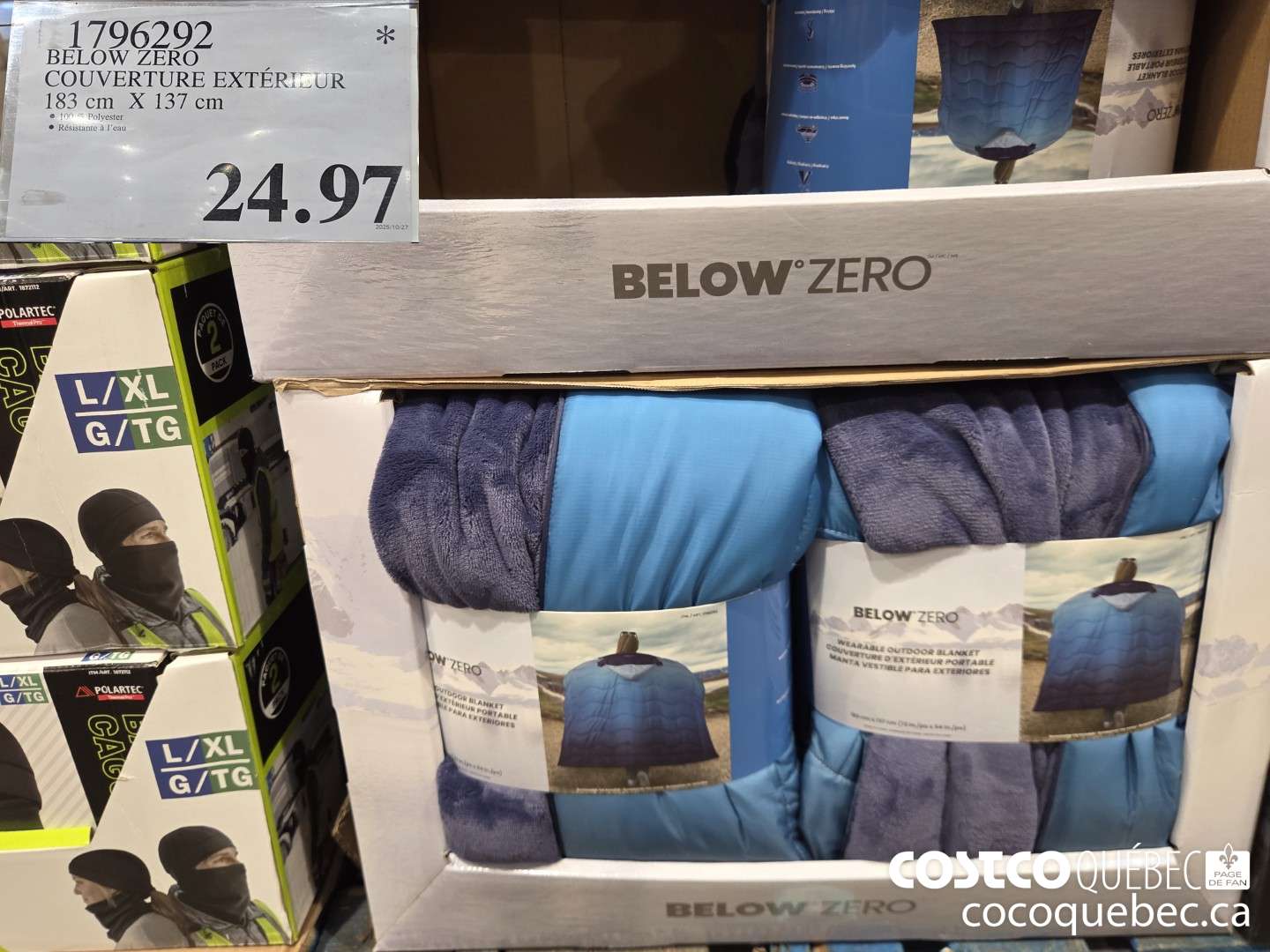 1796292 BELOW ZERO COUVERTURE EXTERIEUR 183CM X 137CM $24.97