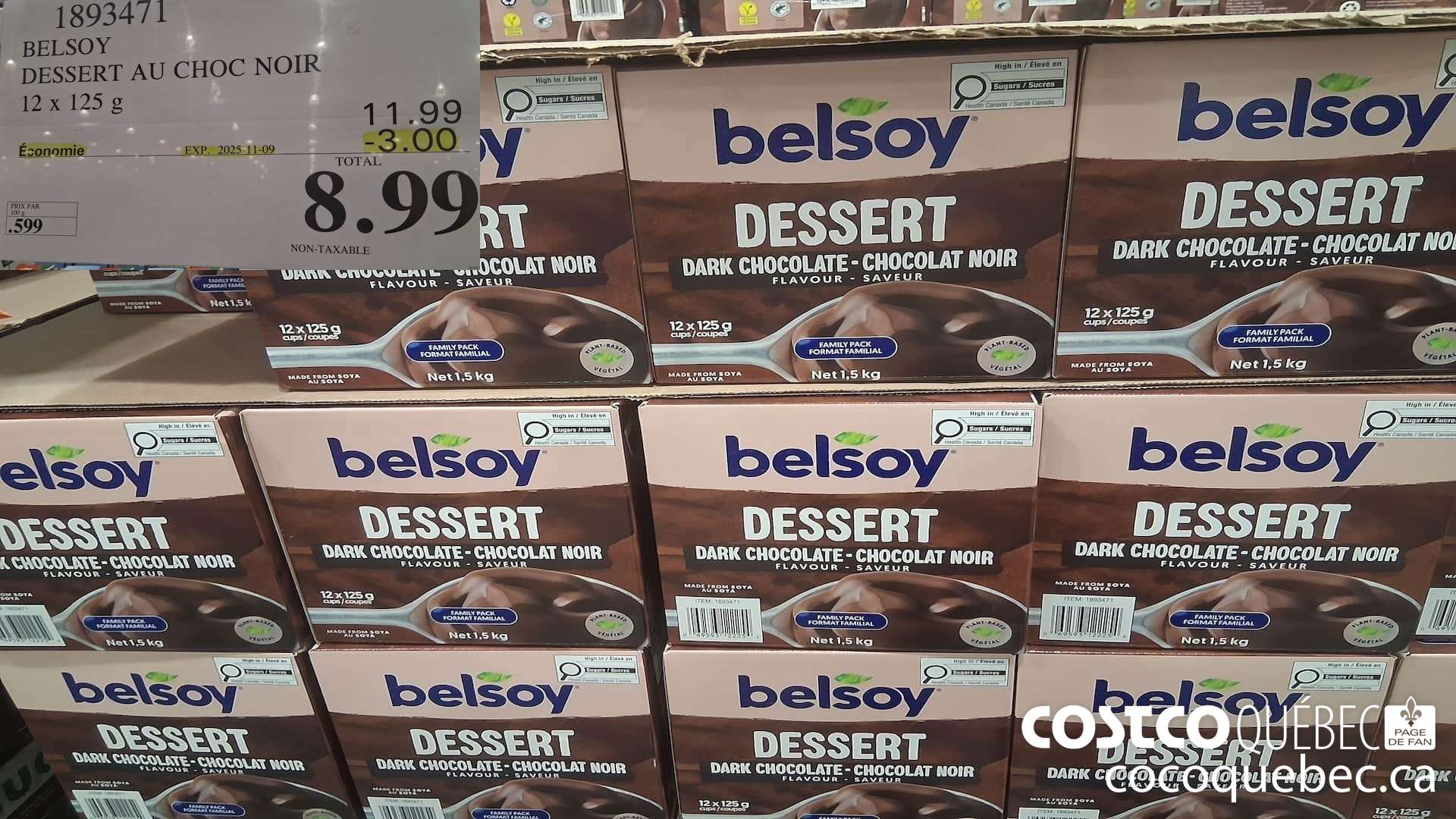 1893471 BELSOY DESSERT AU CHOC NOIR 12 X 125G ($3.00 INSTANT SAVINGS EXPIRES ON 2025-11-09) $8.99