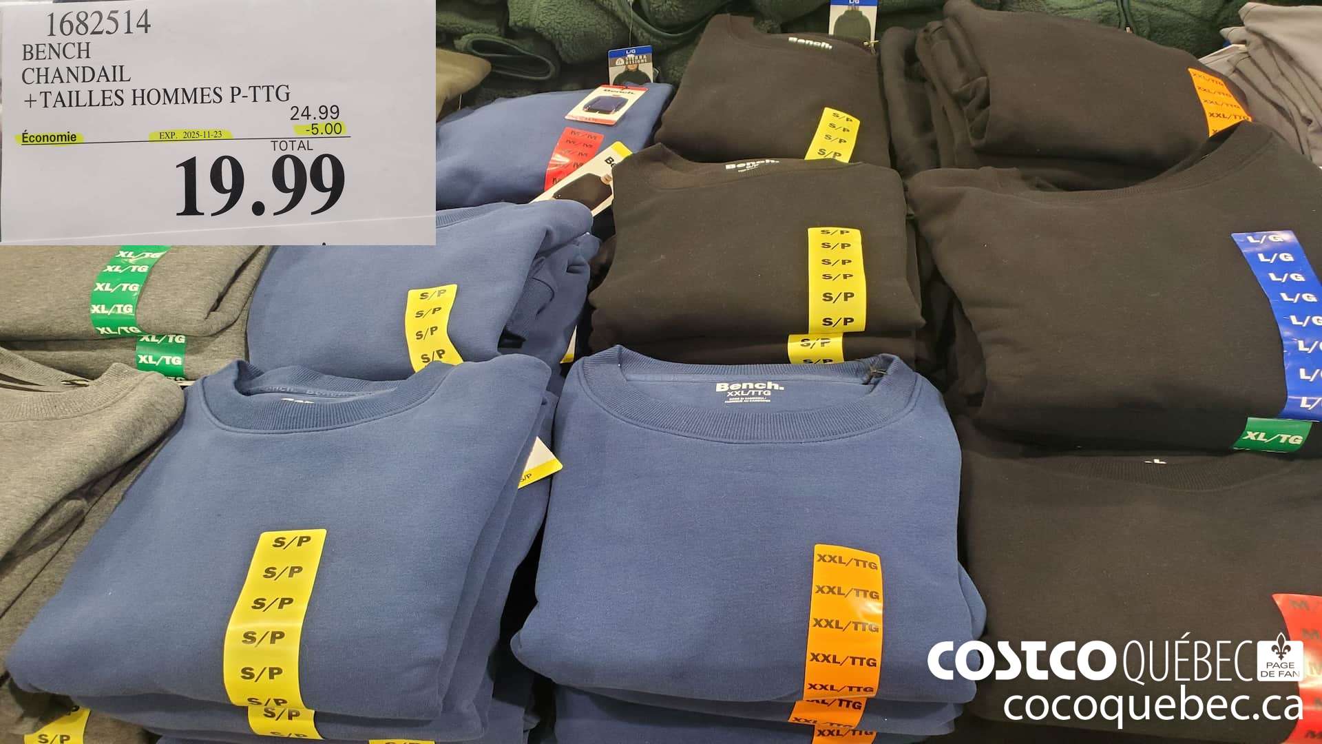 1682514 BENCH CHANDAIL+TAILLES HOMMES P-TTG, ($5.00 INSTANT SAVINGS EXPIRES ON 2025-11-23) $19.99