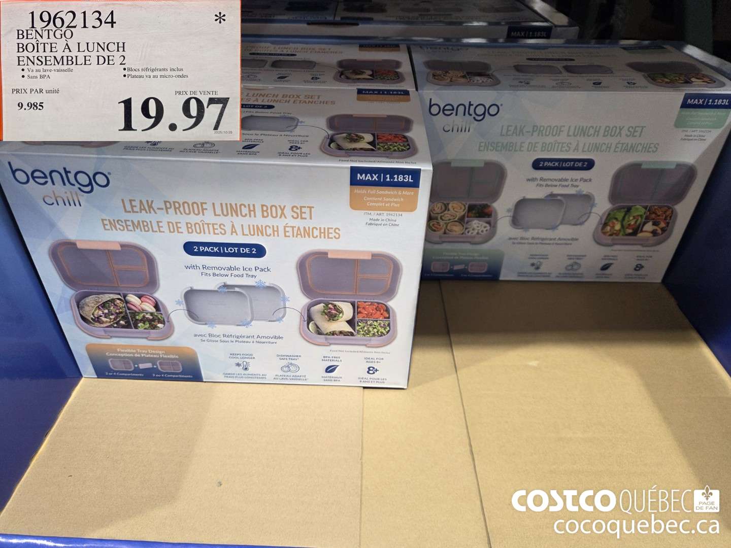1962134 BENTGO BOITE A LUNCH ENSEMBLE DE 2 $19.97