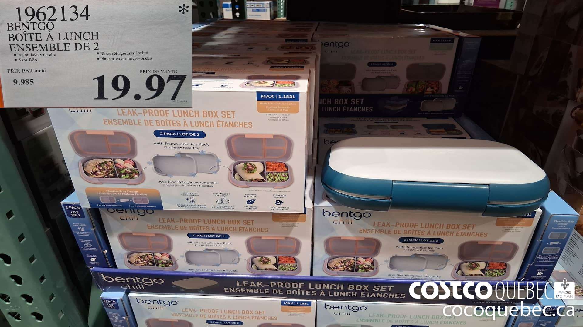1962134 BENTGO BOITE A LUNCH ENSEMBLE DE 2 $19.97