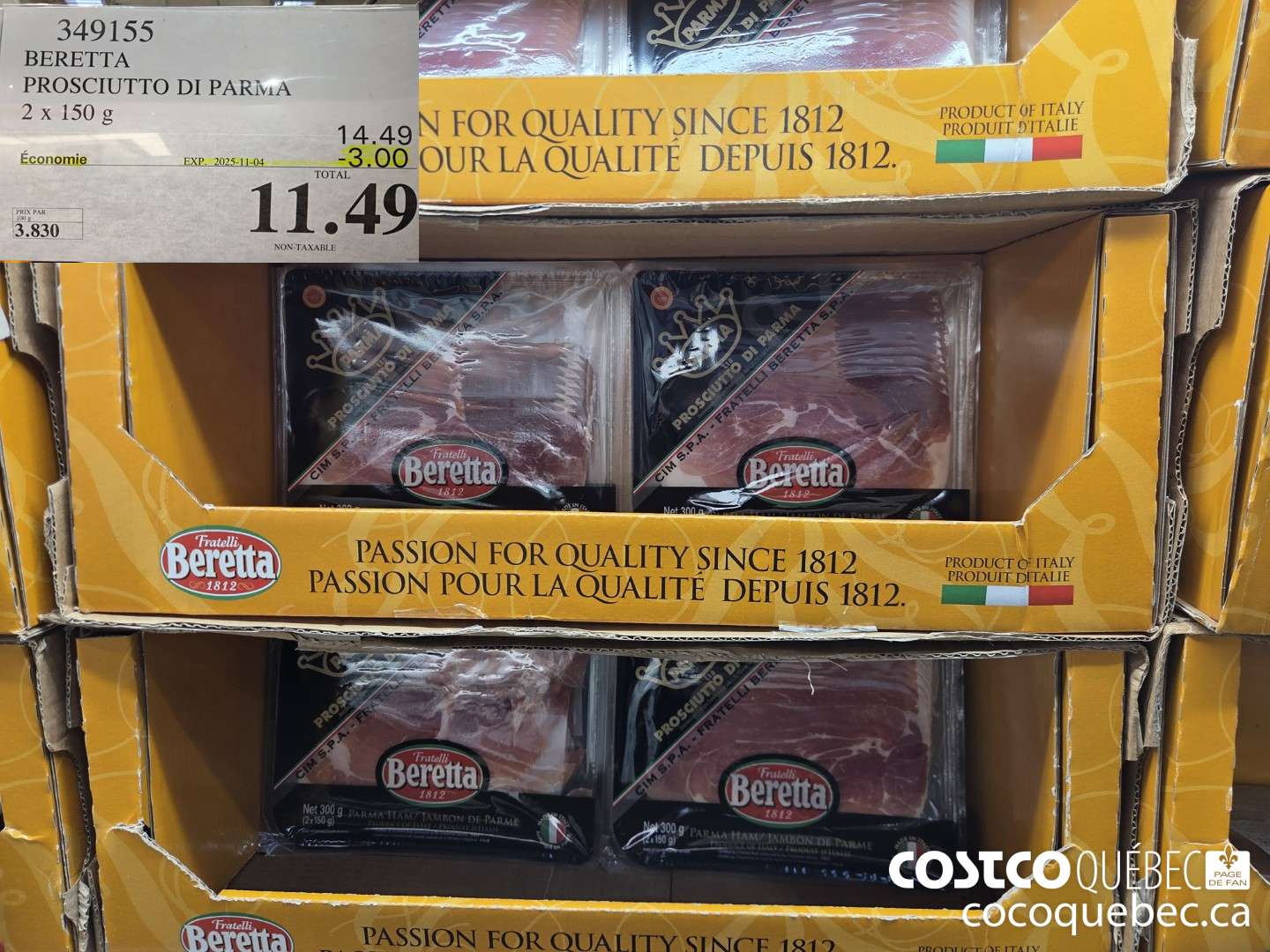 349155 BERETTA PROSCIUTTO DI PARMA 2 X 150 G  ($3.00 INSTANT SAVINGS EXPIRES ON 2025-11-04) $11.49