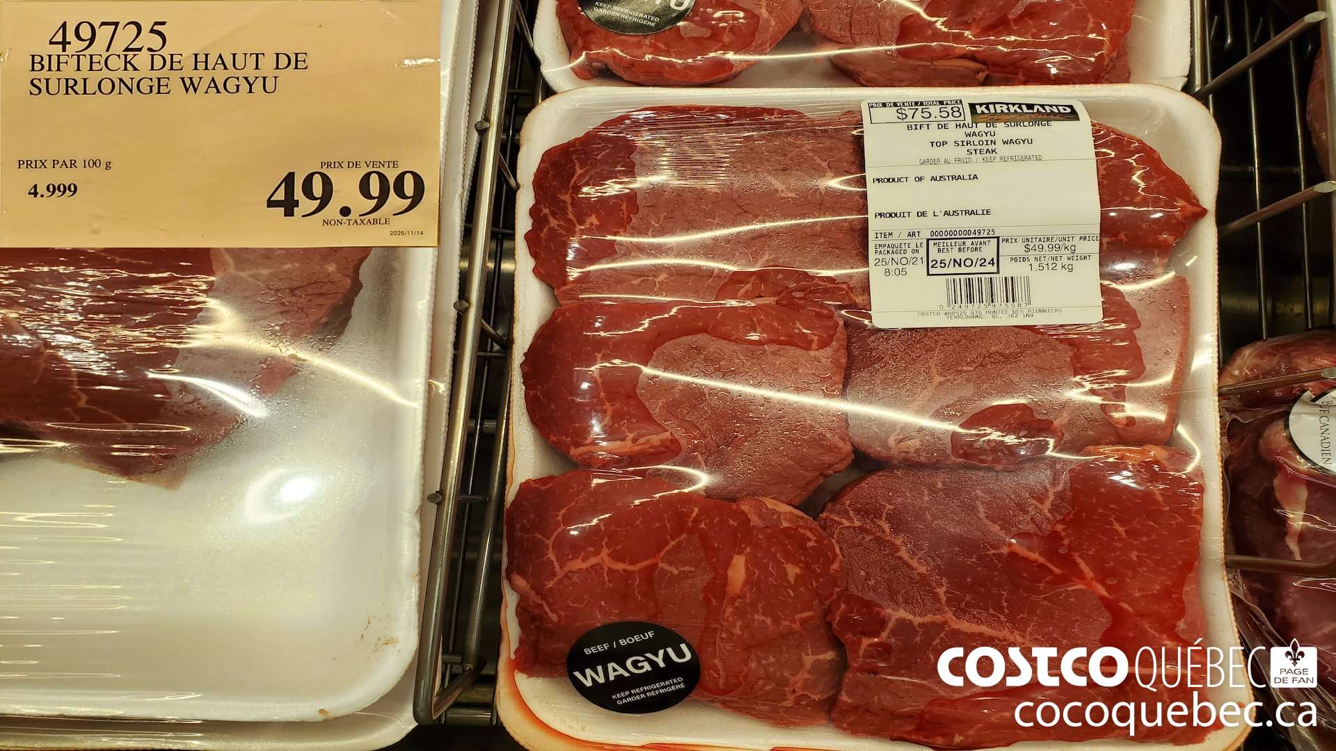 49725 BIFTECK DE HAUT DE SURLONGE WAGYU $49.99