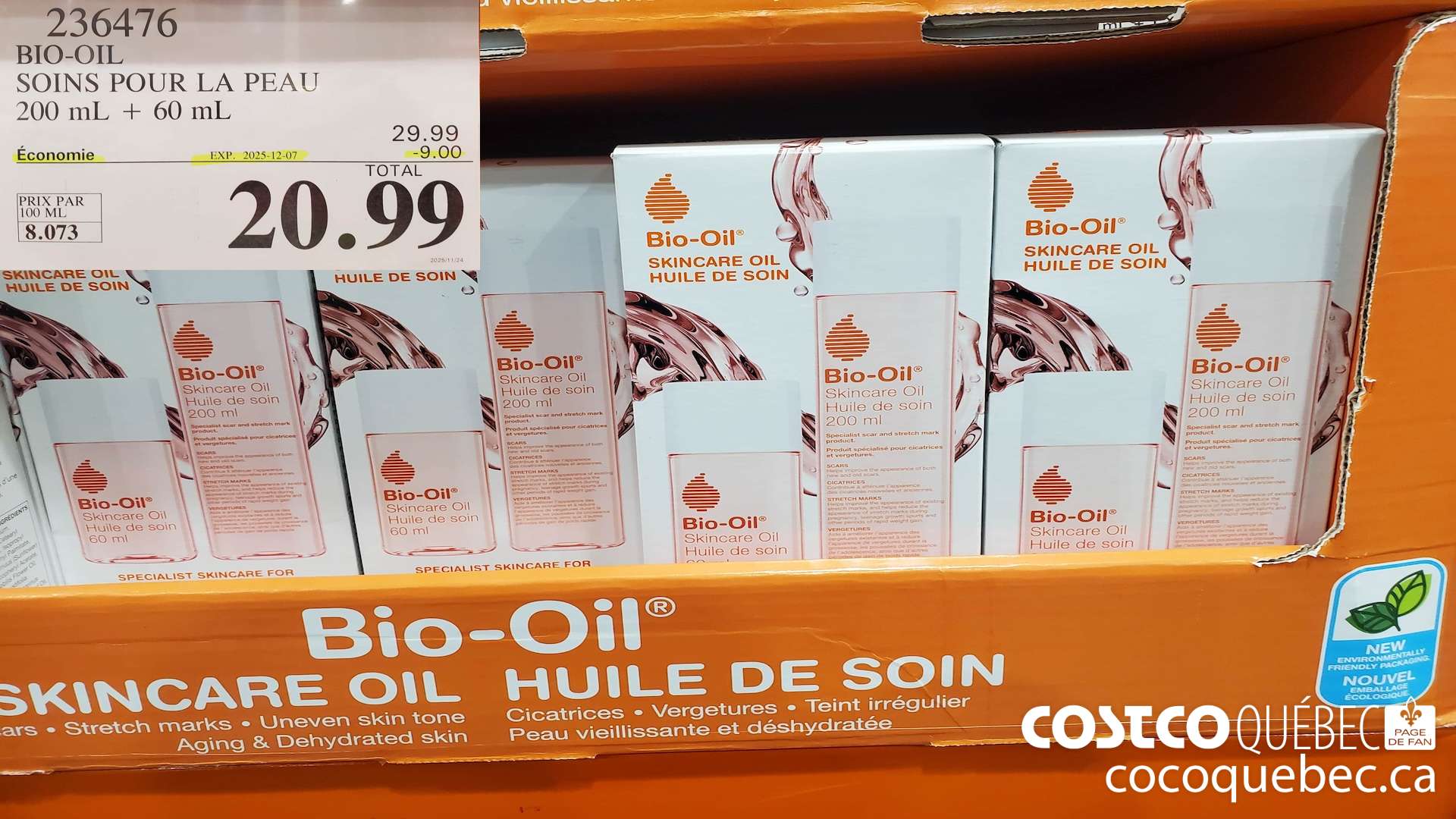 236476 BIO- OIL SOINS POUR LA PEAU 200 mL + 60 mL 2Q.  ($9.00 INSTANT SAVINGS EXPIRES ON 2025-12-07) $20.99