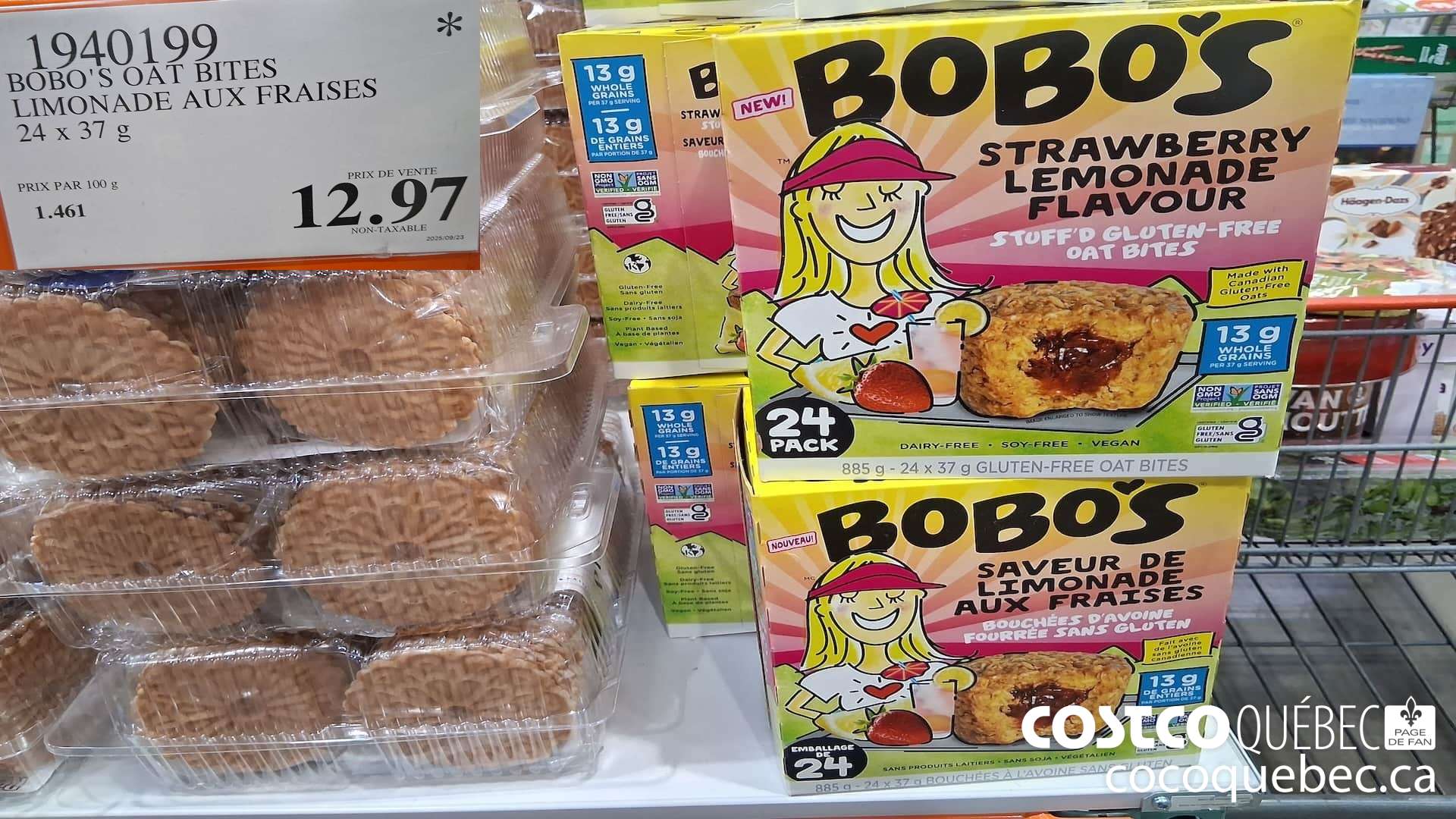 1940199 BOBO'S OAT BITES LIMONADA AUX FRAISE 24 X 37G $12.97