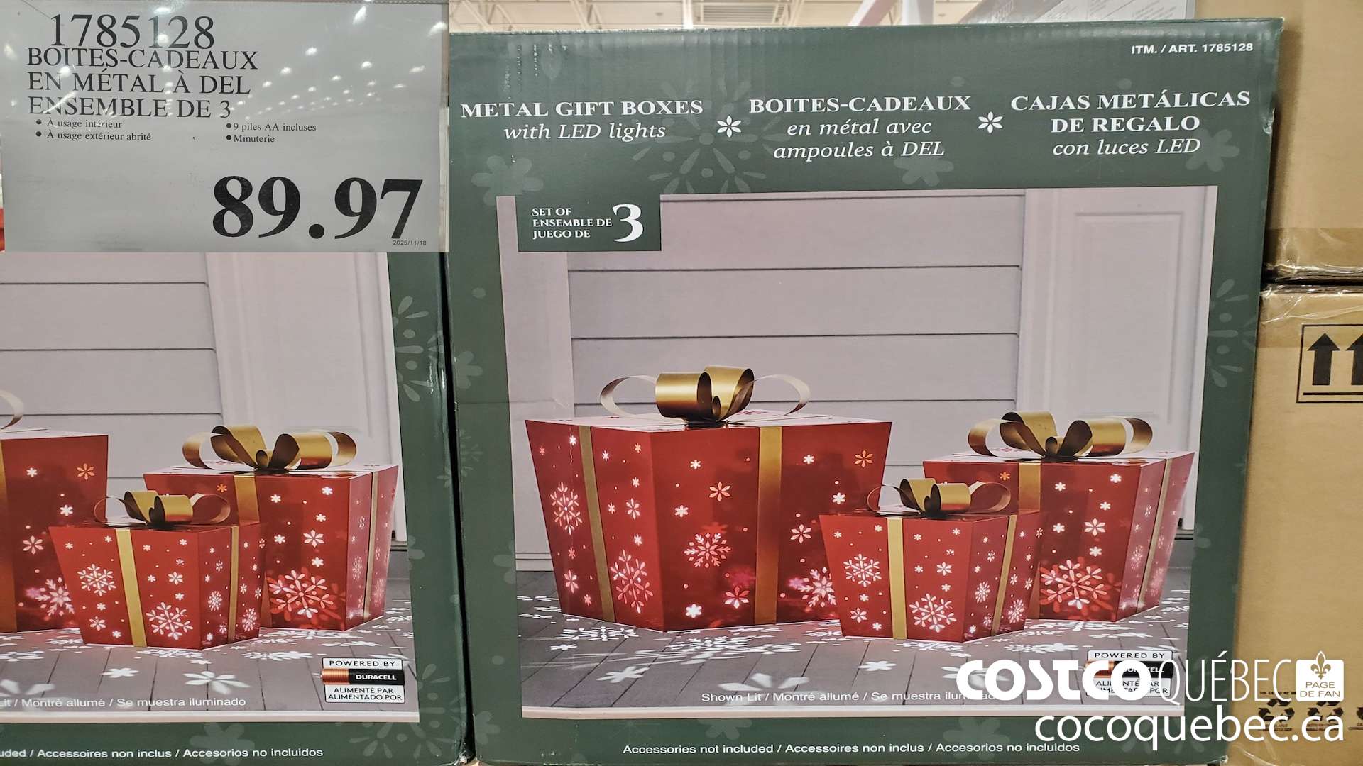 1785128 BOITES-CADEAUX EN METAL A DEL ENSEMBLE DE 3  $89.97