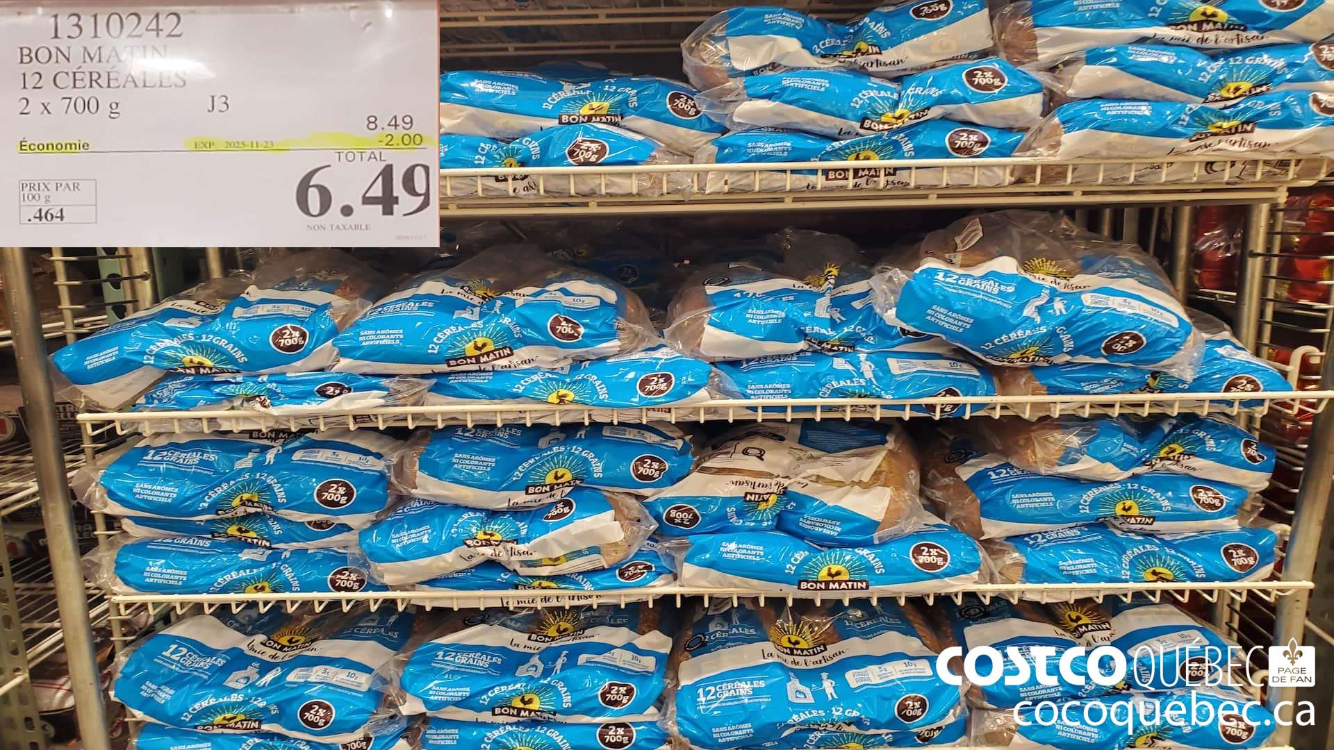 1310242 BON MATIN 12 CEREALES 2x 700 G  ($2.00 INSTANT SAVINGS EXPIRES ON 2025-11-23) $6.49