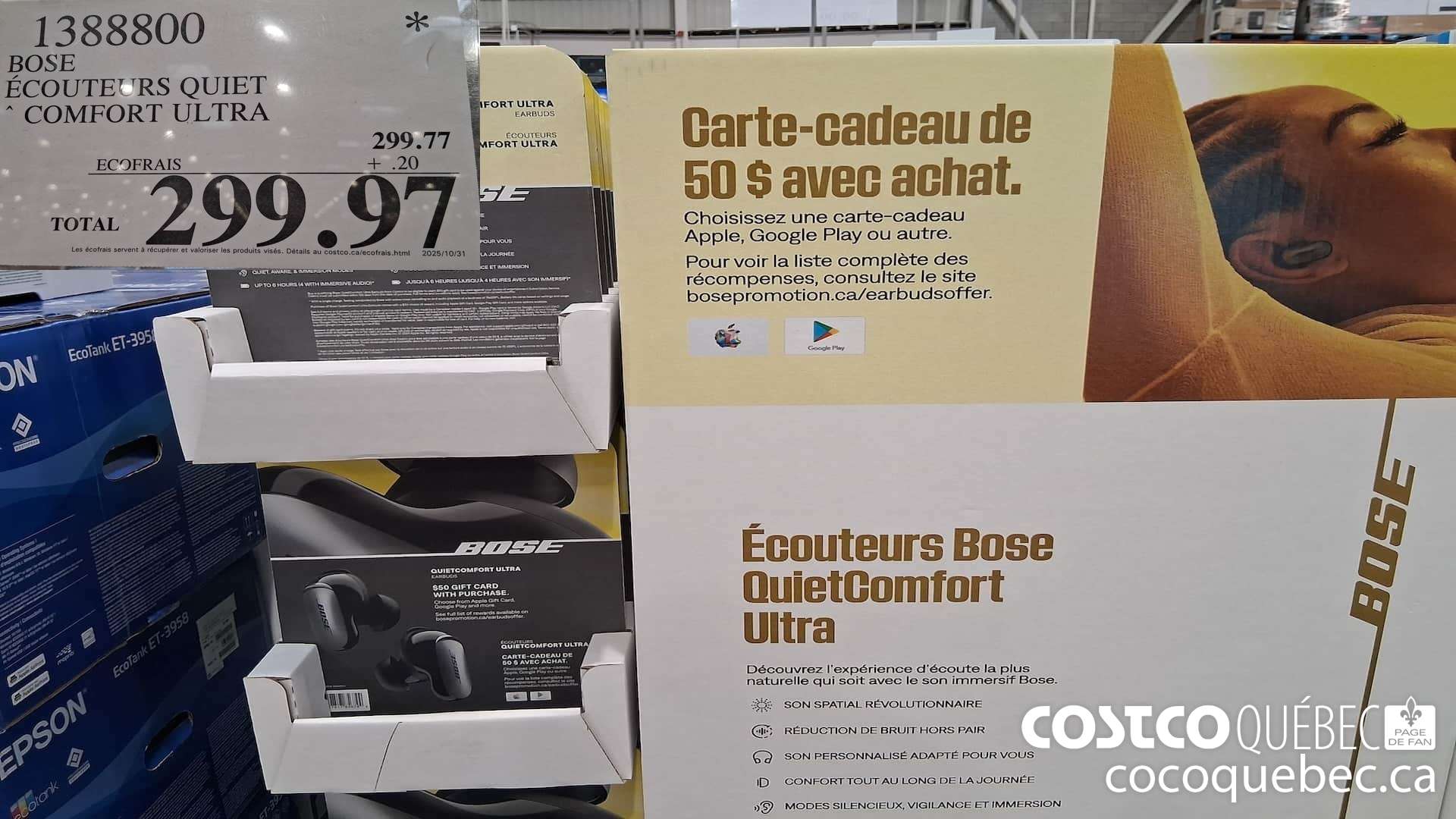 1388800 BOSE ECOUTEURS QC ULTRA  $299.97