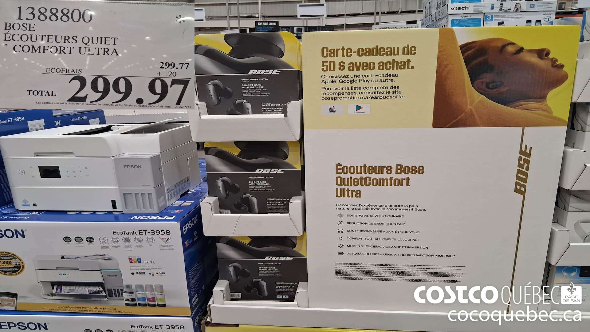 1388800 BOSE ECOUTEURS QUIET COMFORT ULTRA  $299.97