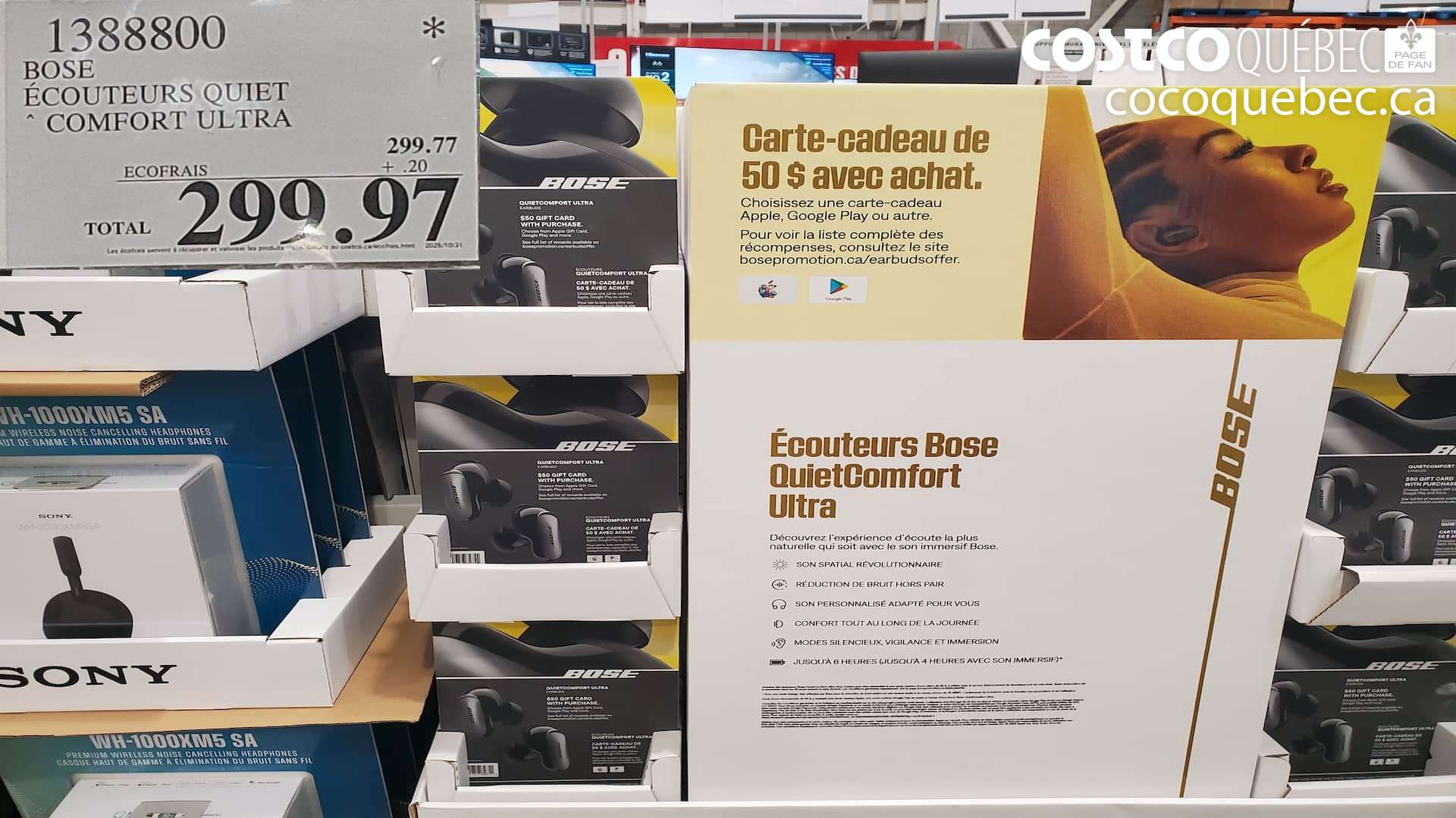 1388800 BOSE ECOUTEURS QUIET COMFORT ULTRA  $299.97