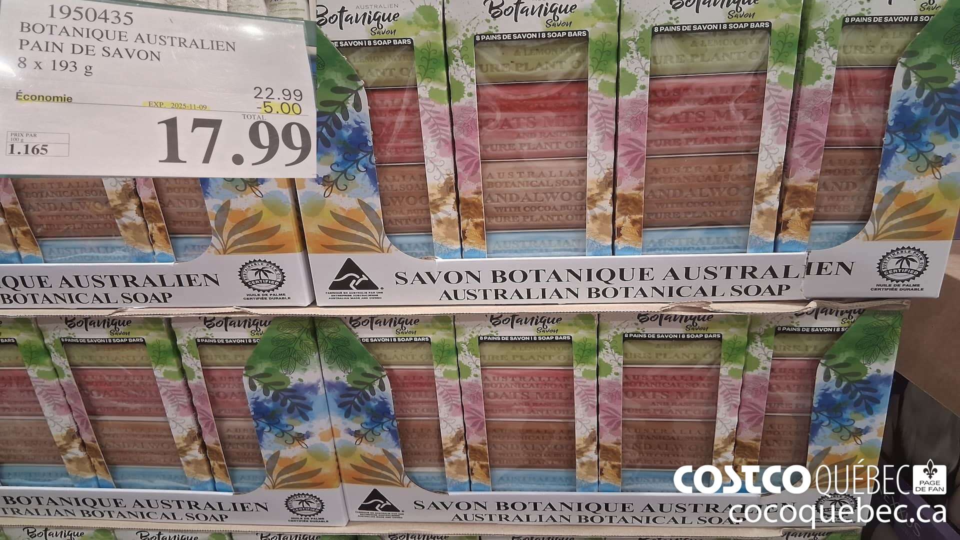 1950435 BOTANIQUE AUSTRALIEN PAIN DE SAVON 8 X 193G ($5.00 INSTANT SAVINGS EXPIRES ON 2025-11-09) $17.99