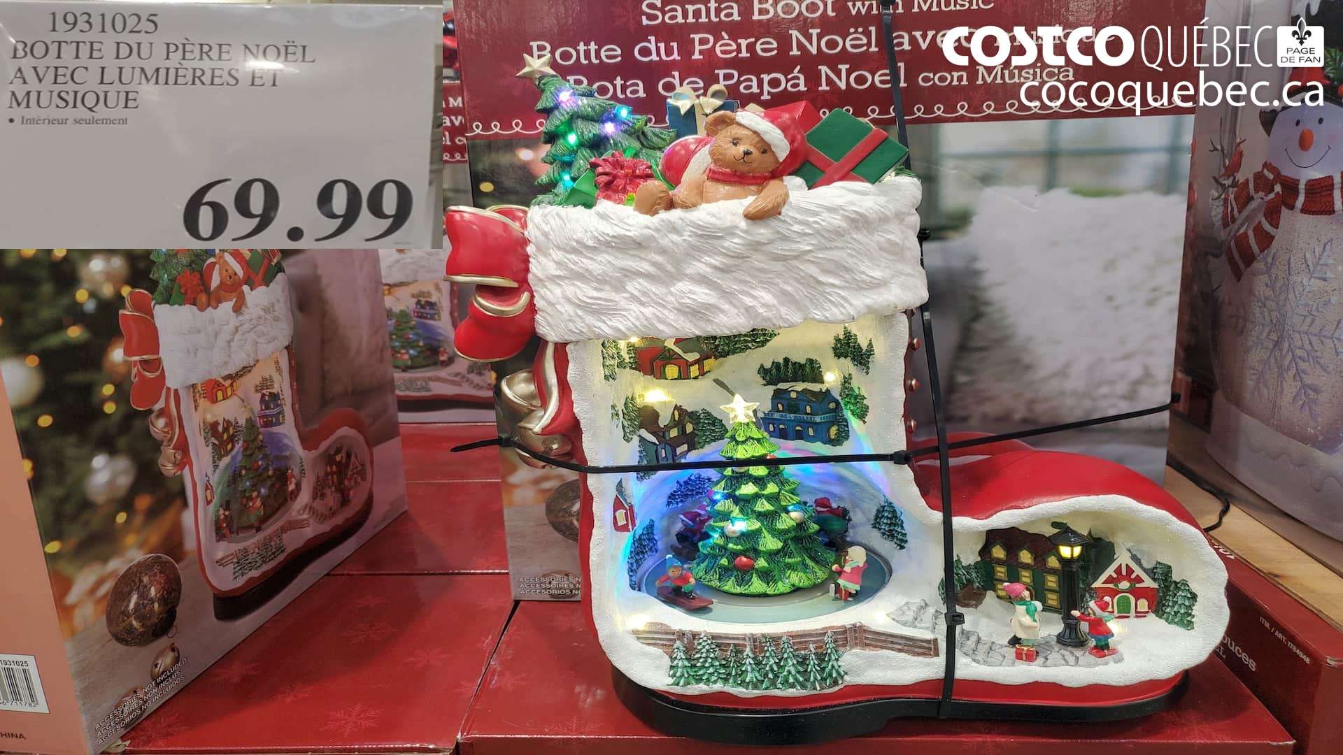 1931025 BOTTE DU PERE NOEL AVEC LUMIERES ET MUSIQUE $69.99