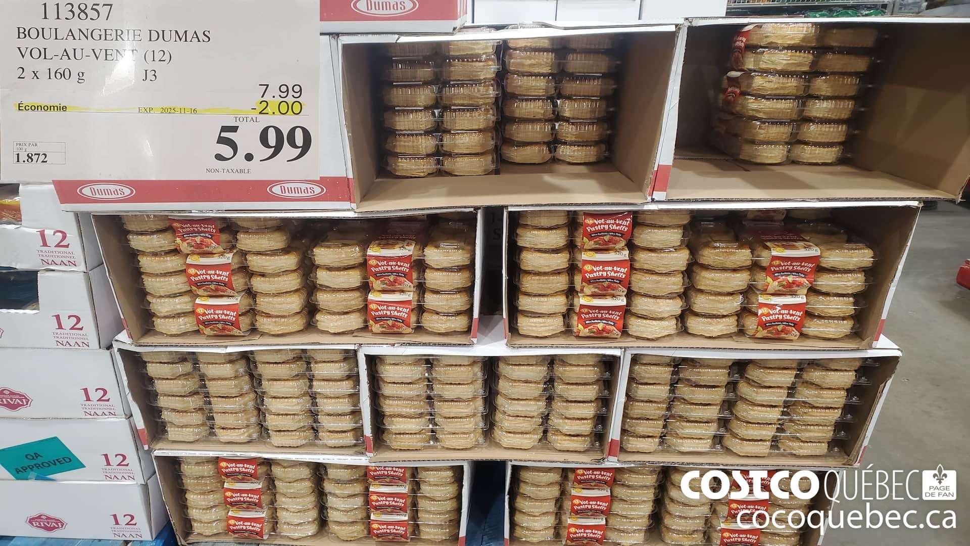 113857 BOULANGERIE DUMAS VOL-AU-VENT (12) 2x 160g  ($2.00 INSTANT SAVINGS EXPIRES ON 2025-11-16) $5.99