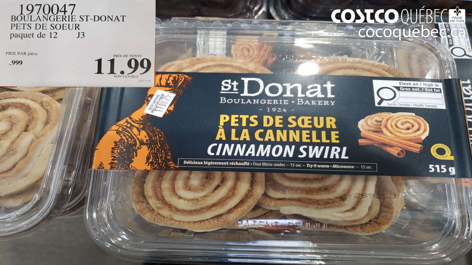 1970047 BOULANGERIE ST-DONAT PETS DE SOEURS PAQUET DE 12 $11.99