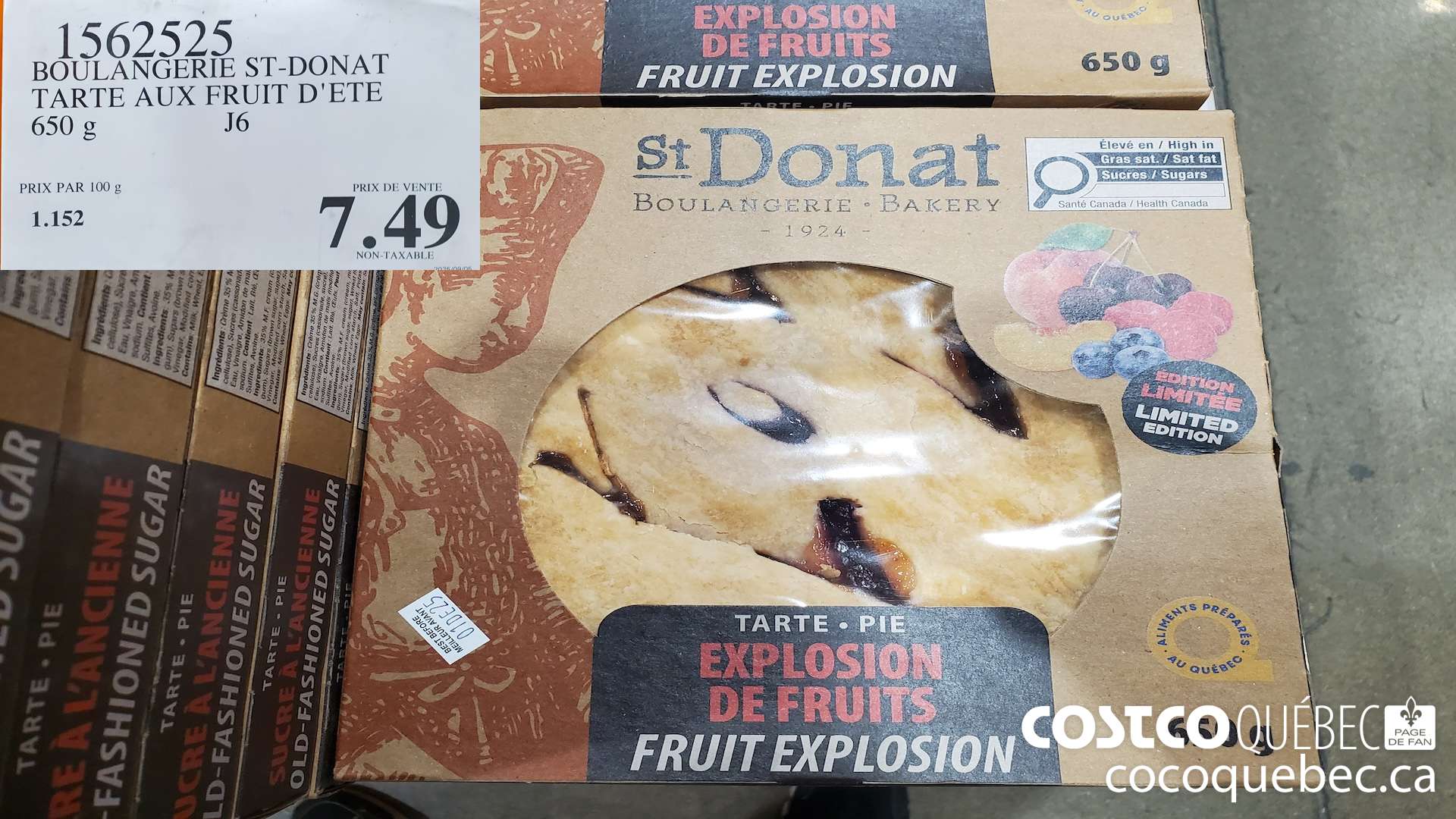 1562525 BOULANGERIE ST-DONAT TARTE AUX FRUIT D'ETE 650 g $7.49